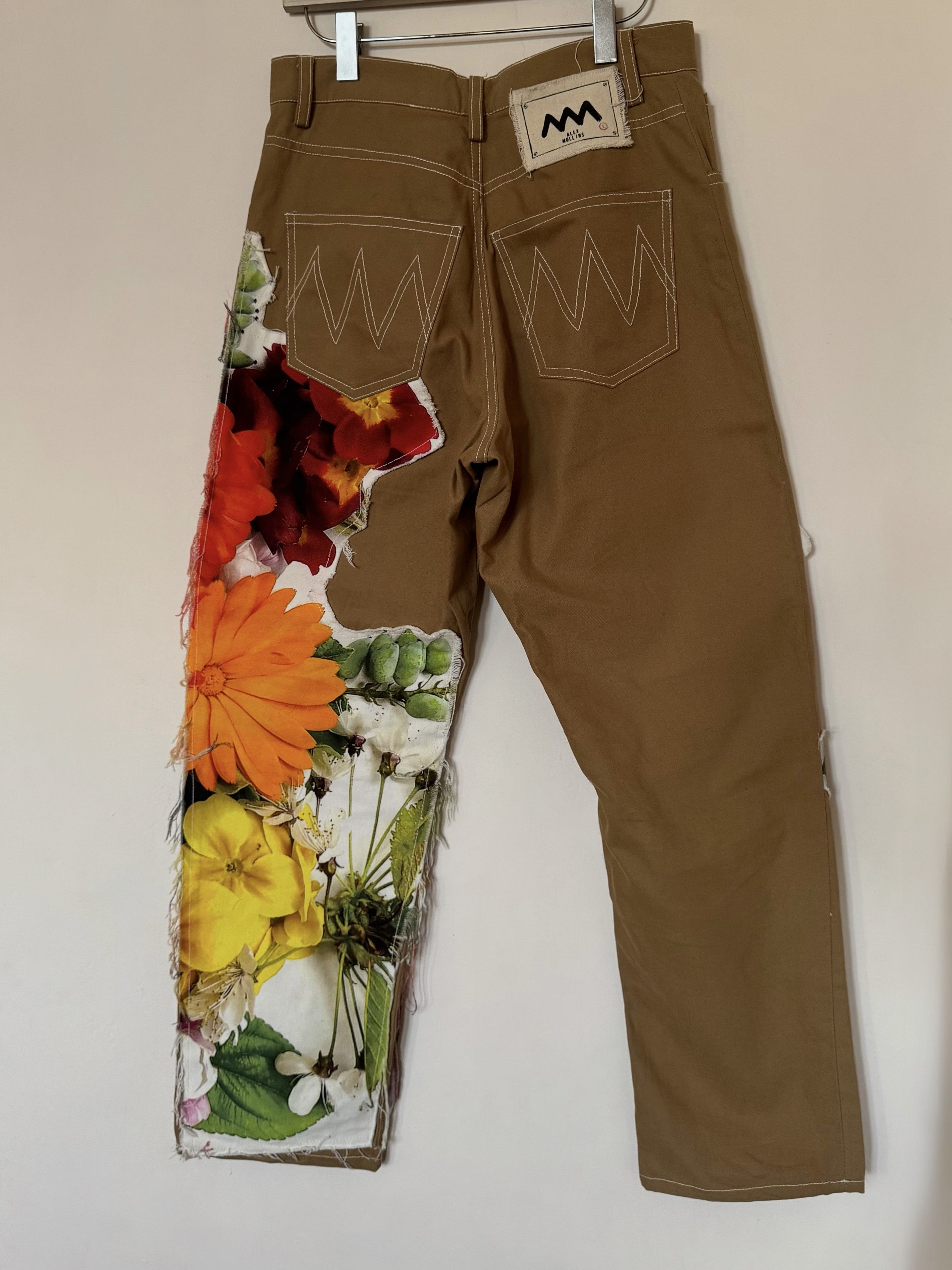 Alex Mullins Trousers with Floral Print Patches Size US 30 / EU 46 - 2 Thumbnail