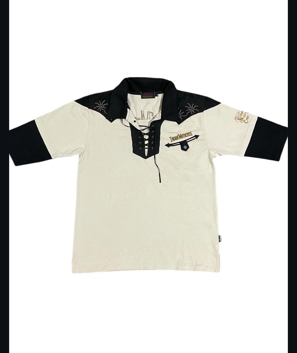 2000s Indian Motorcycle If Six Bondage Lace up Shirt y2k Lgb