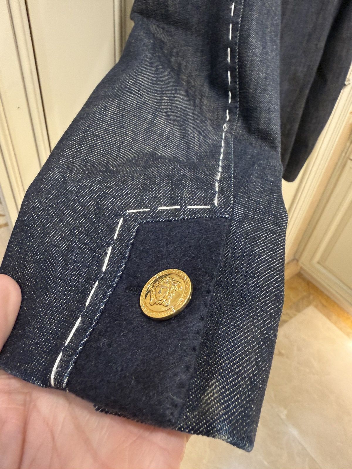 Versace stiching details denim blazer size46 Size 46R - 15 Thumbnail