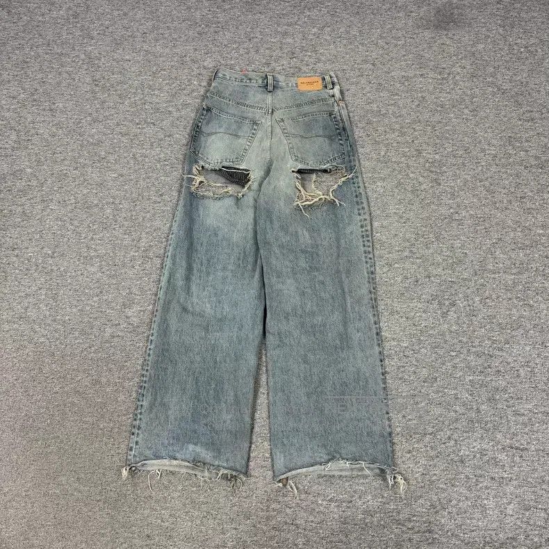 Balenciaga Balenciaga size XS Big Destroyed Plaid Lined Denim Pants Size US 27 - 2 Thumbnail
