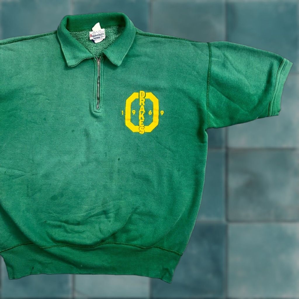 Champion VINTAGE Oregon Athletic Dept Track Sweatshirt Green Zip Pullover XL Mens 60s Rockabilly Ducks Size US XL / EU 56 / 4 - 1 Thumbnail
