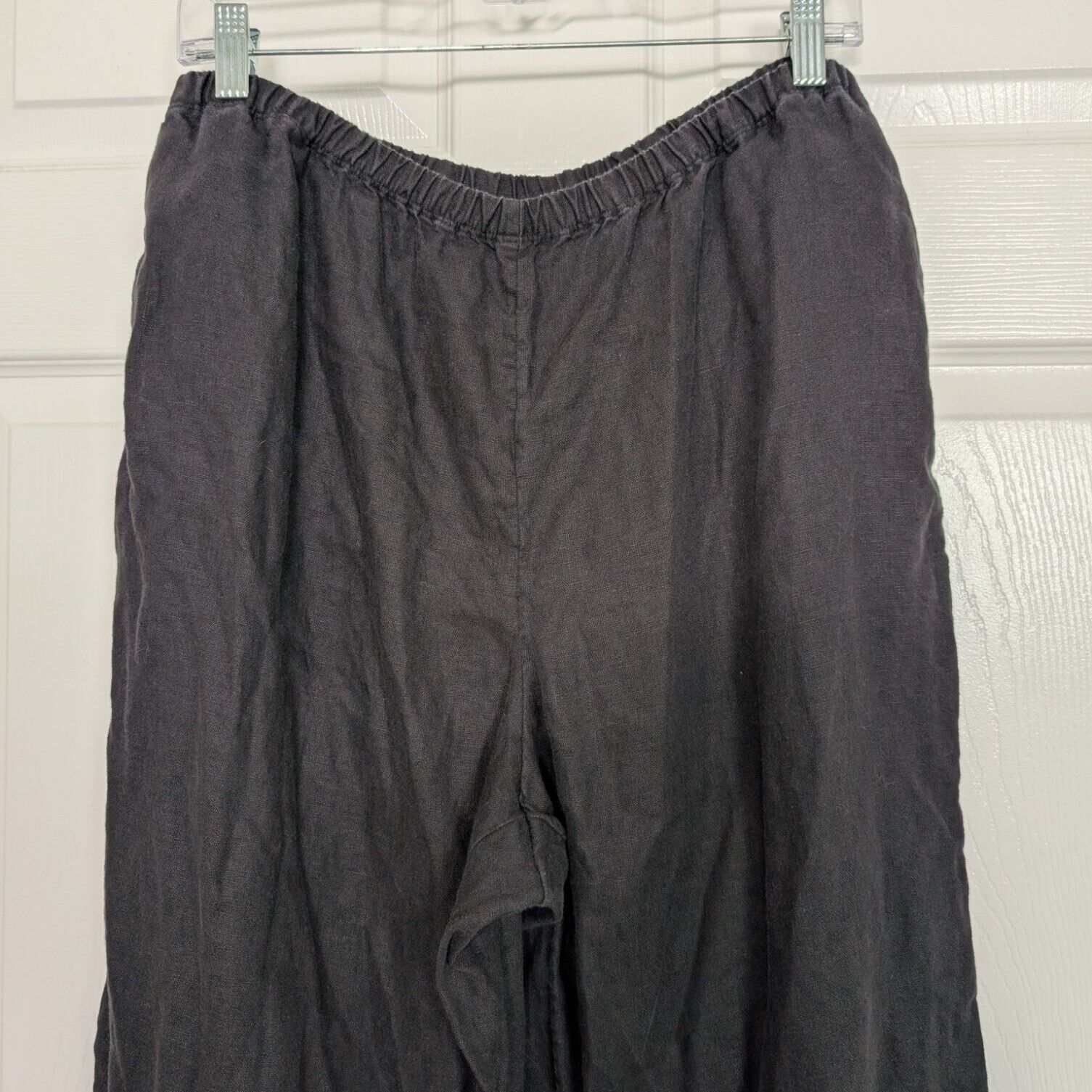 Designer J Jill Linen Pull On Pants Womens Size Large Black Elastic Size 32" / US 10 / IT 46 - 2 Thumbnail