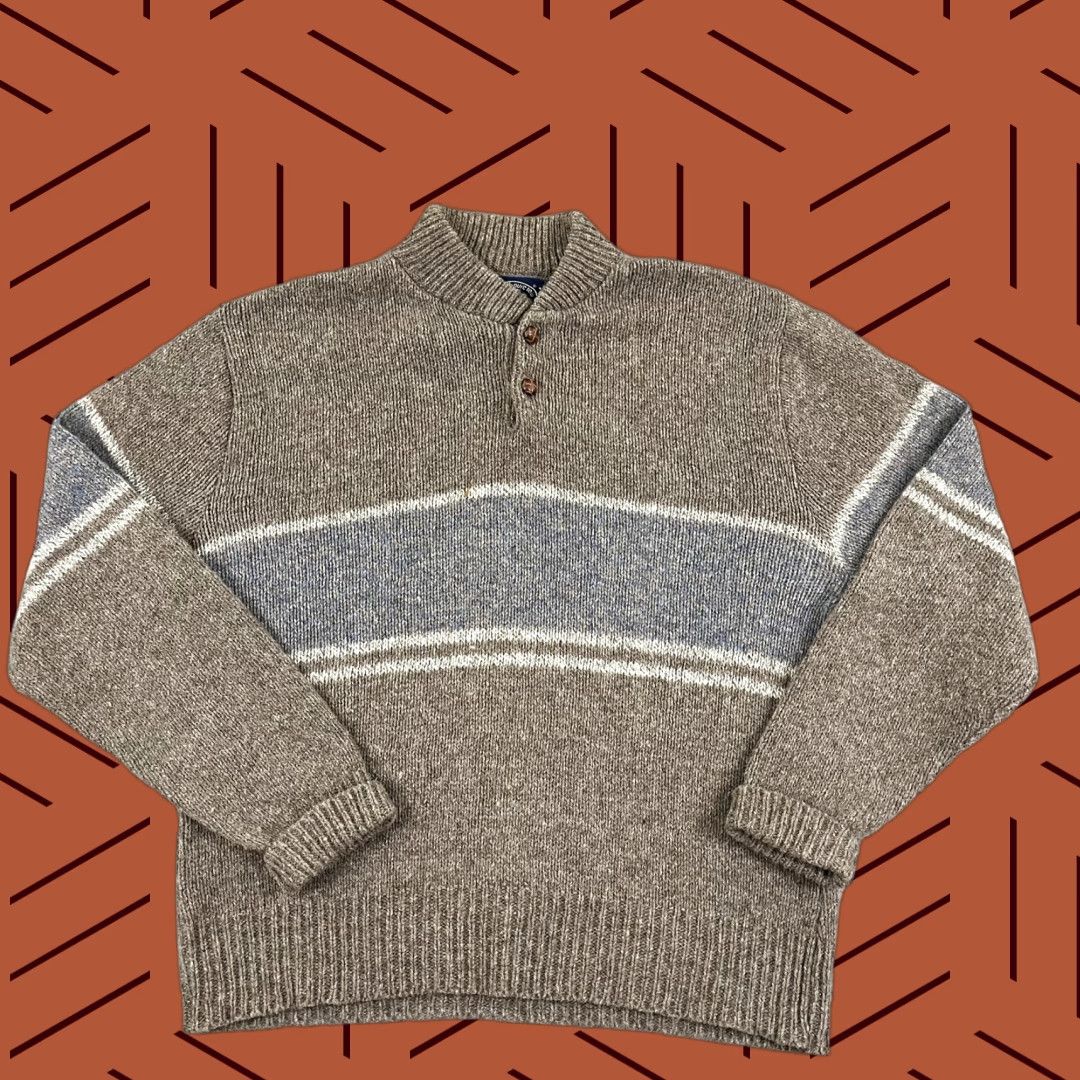 Vintage VINTAGE Boat House Row Sweater Mens XL Brown Blue Striped Wool Knit Grandpa 90s Size US XL / EU 56 / 4 - 1 Thumbnail