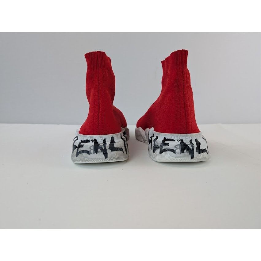 Balenciaga o1rshd1 Q:2 / Speed 2.0 Graffiti Recycled Knit Sneaker Red Size US 11 / EU 44 - 11 Thumbnail
