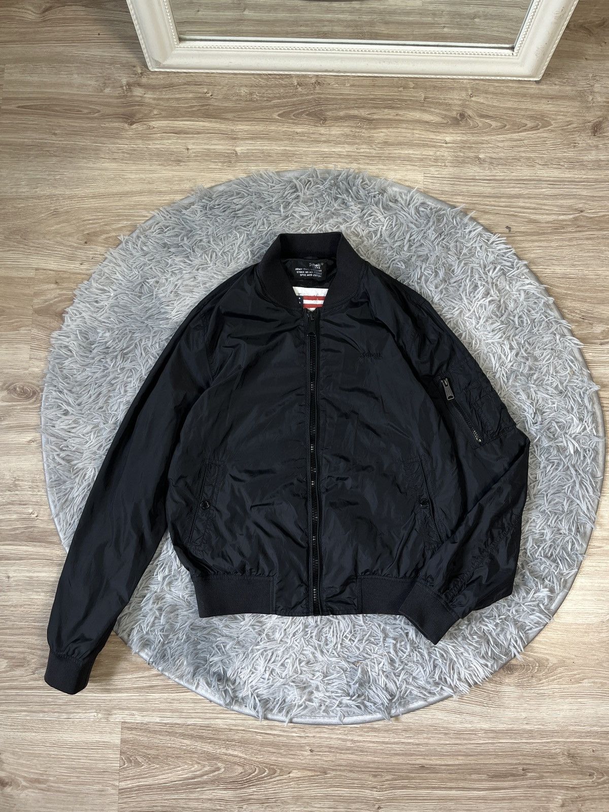 Schott Schott N.Y.C. MA-7 Nylon Bomber Flight Jacket Black Flag Lining Size US M / EU 48-50 / 2 - 1 Thumbnail