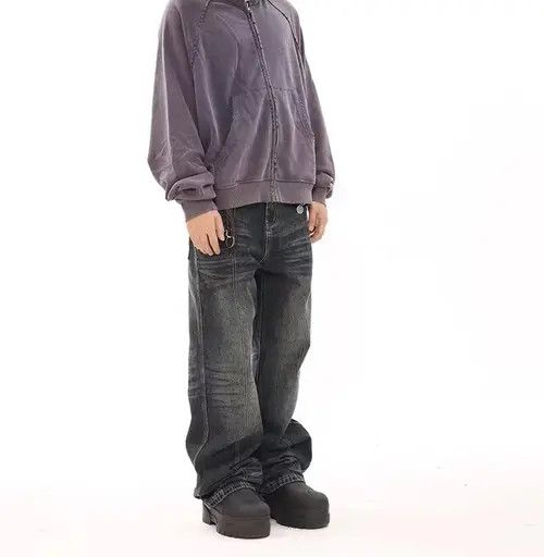 VIBE Vintage deconstructed corrugated micro-flared denim trousers Size US 32 / EU 48 - 7 Thumbnail