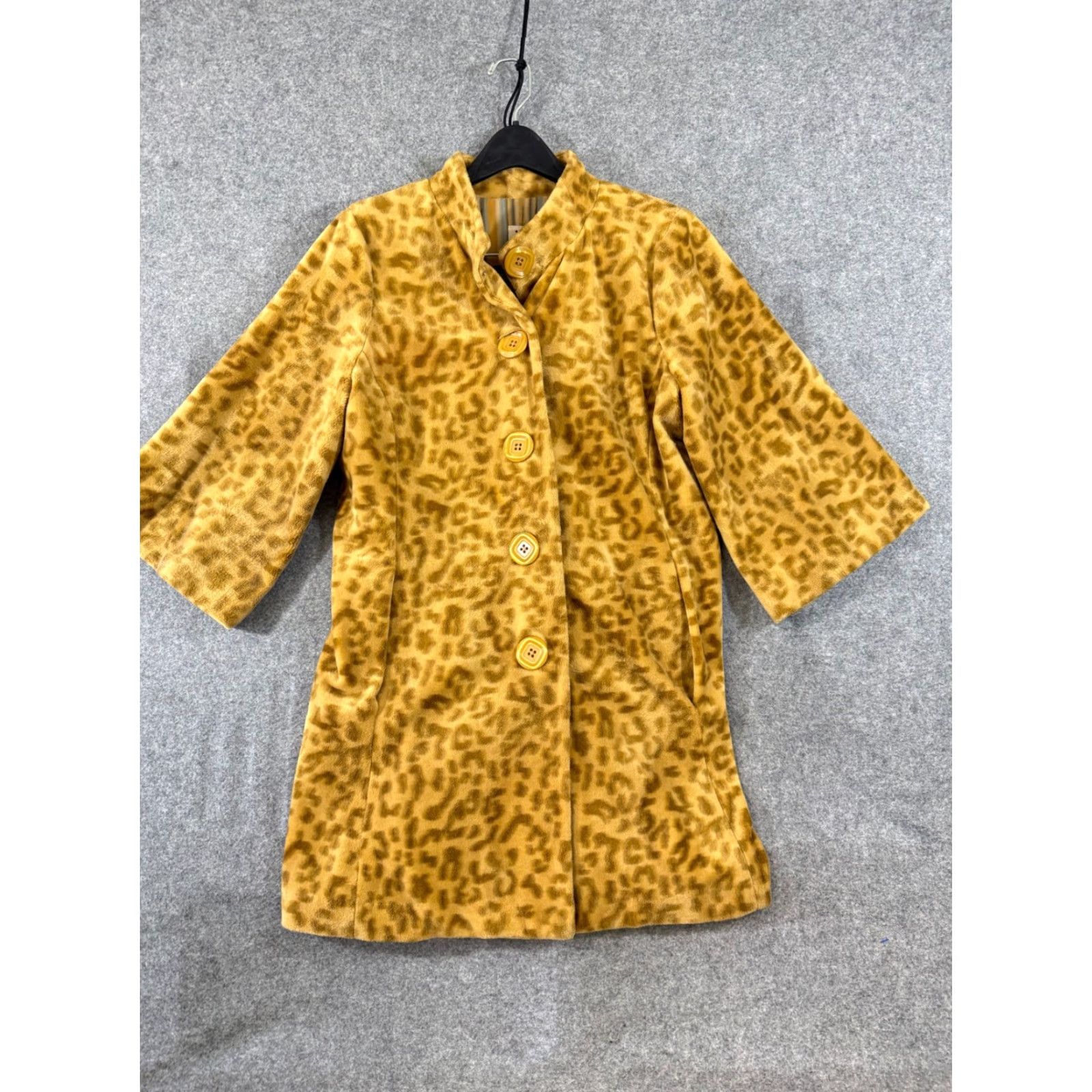 Vintage Ivy Jane Jacket Coat Womens L Yellow Brown Leopard Print Faux Fur Lined USA Made Coat Ladies L Leopard Vintage? Size L / US 10 / IT 46 - 3 Thumbnail