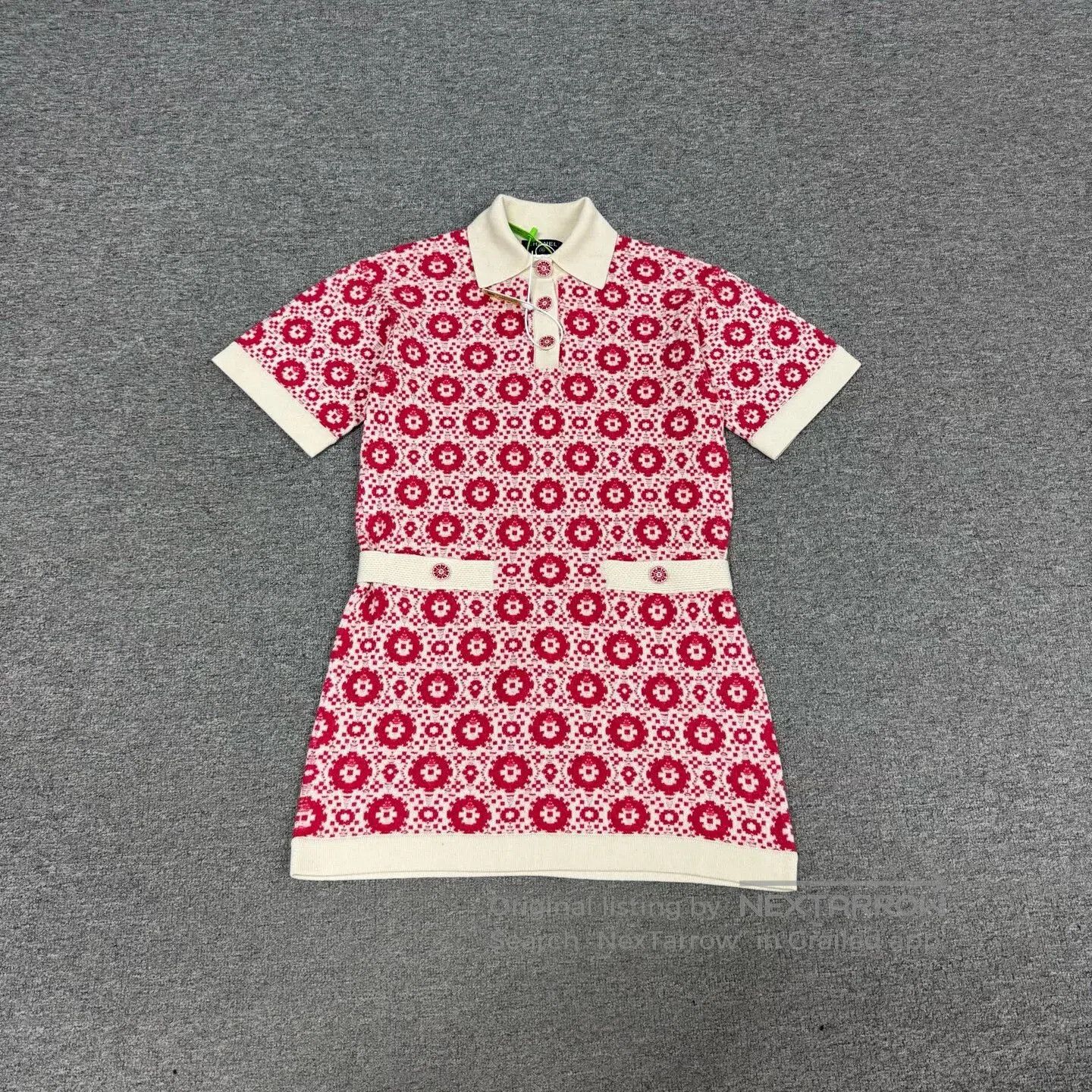 Chanel Chanel Elegant red patterned knitted dress| Size M / US 6-8 / IT 42-44 - 1 Thumbnail