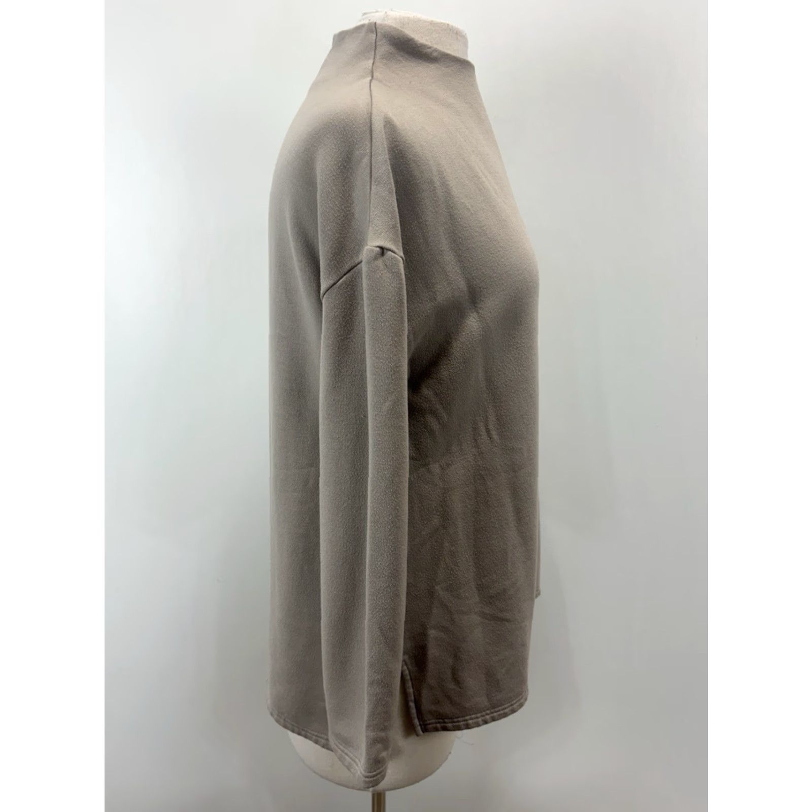 Vintage Free Fly Sweater Women M Gray Taupe Performance Bamboo Thermal Fleece Mockneck Size M / US 6-8 / IT 42-44 - 4 Thumbnail
