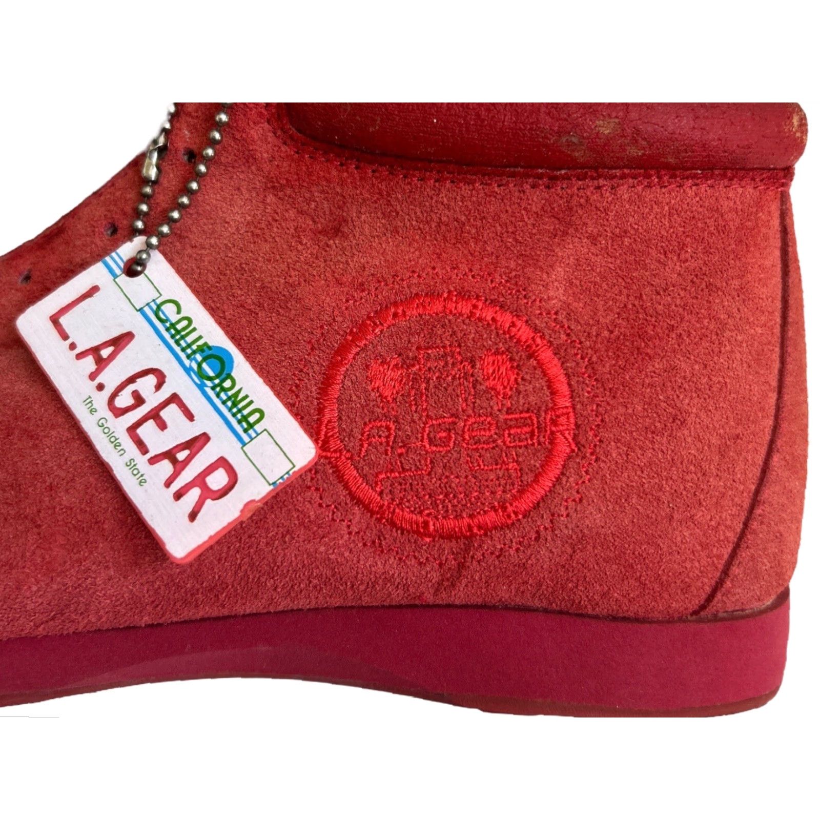 La Gear VINTAGE LA Gear High Top Sneaker Shoes Womens Size 6 Suede 90s Red NWT Deadstock Embroidered Logo + 2 Laces Size M / US 6-8 / IT 42-44 - 3 Thumbnail