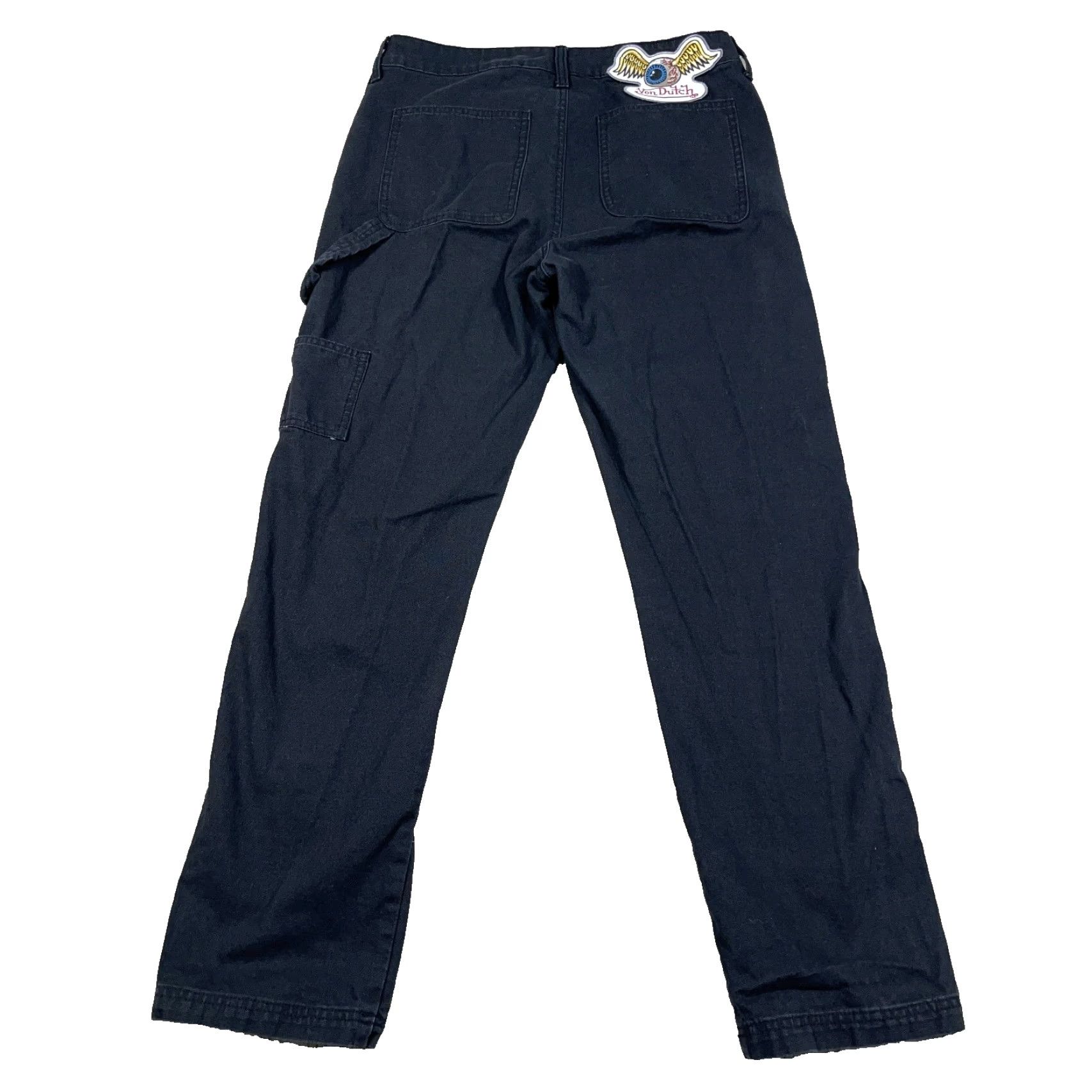 Von Dutch VON DUTCH Carpenter Pants Men 30x30 Black Double Knee Patch Spellout Duck Canvas Pants Size US 30 / EU 46 - 3 Thumbnail