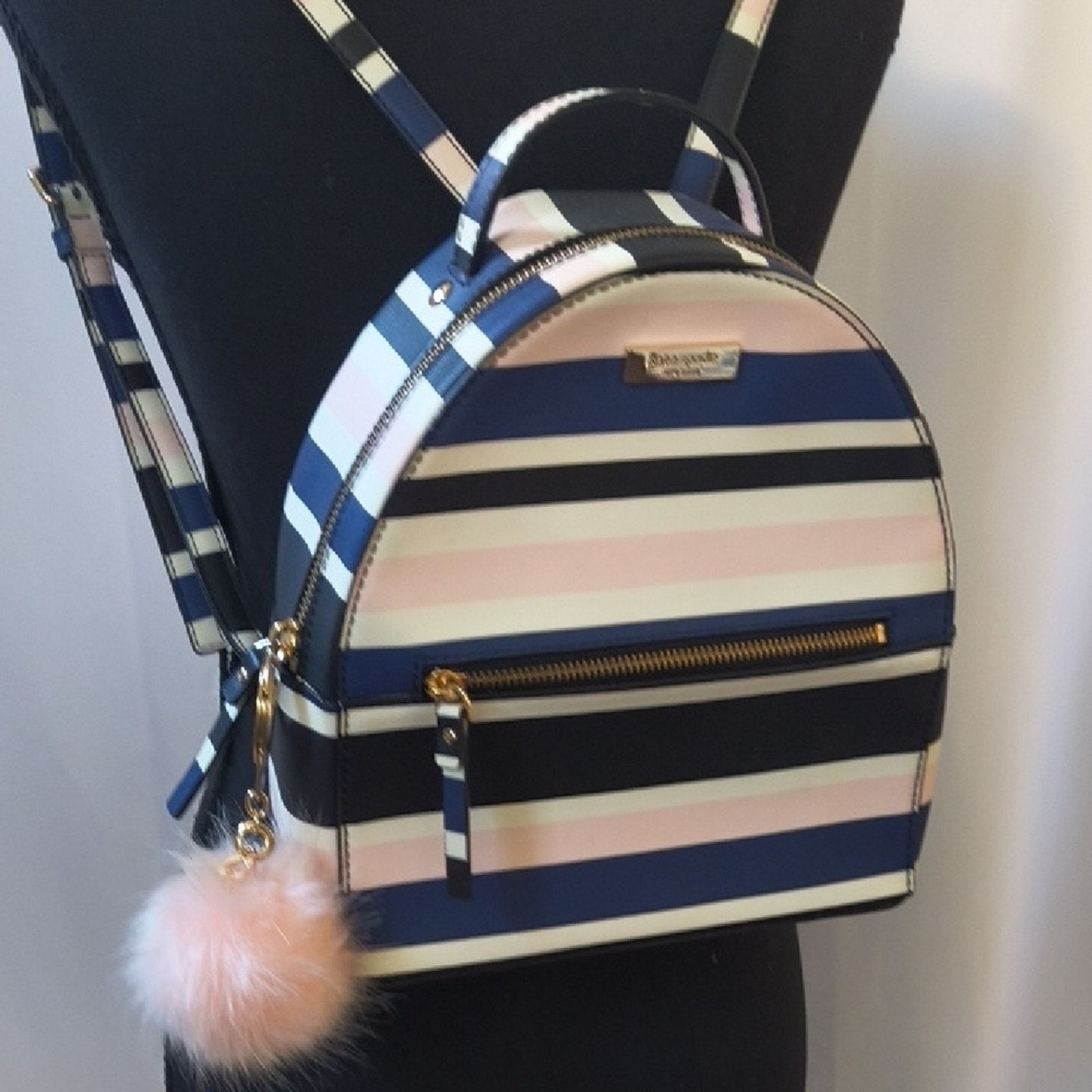 Kate Spade Kate Spade Navy and Pink Striped Backpack Size ONE SIZE - 3 Thumbnail