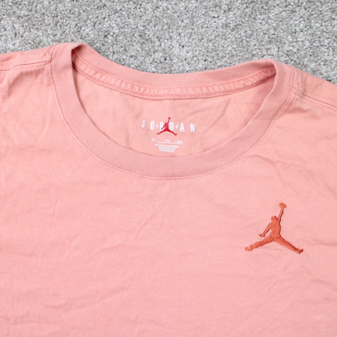 Jordan Brand Jordan Shirt Mens 2XL XXL Pink Embroidered Jumpman Logo Cotton Short Sleeve T-Shirt Size US XXL / EU 58 / 5 - 5 Thumbnail
