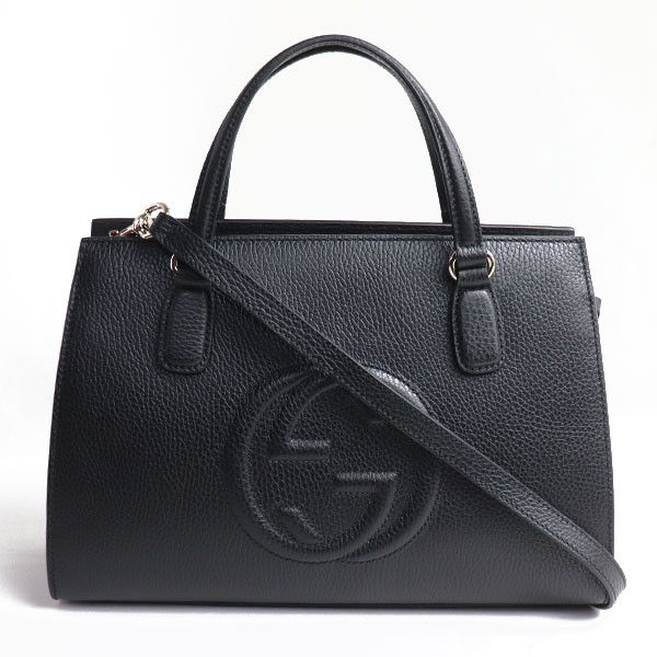 Gucci Soho Top Handle 2way Shoulder Bag Black Leather