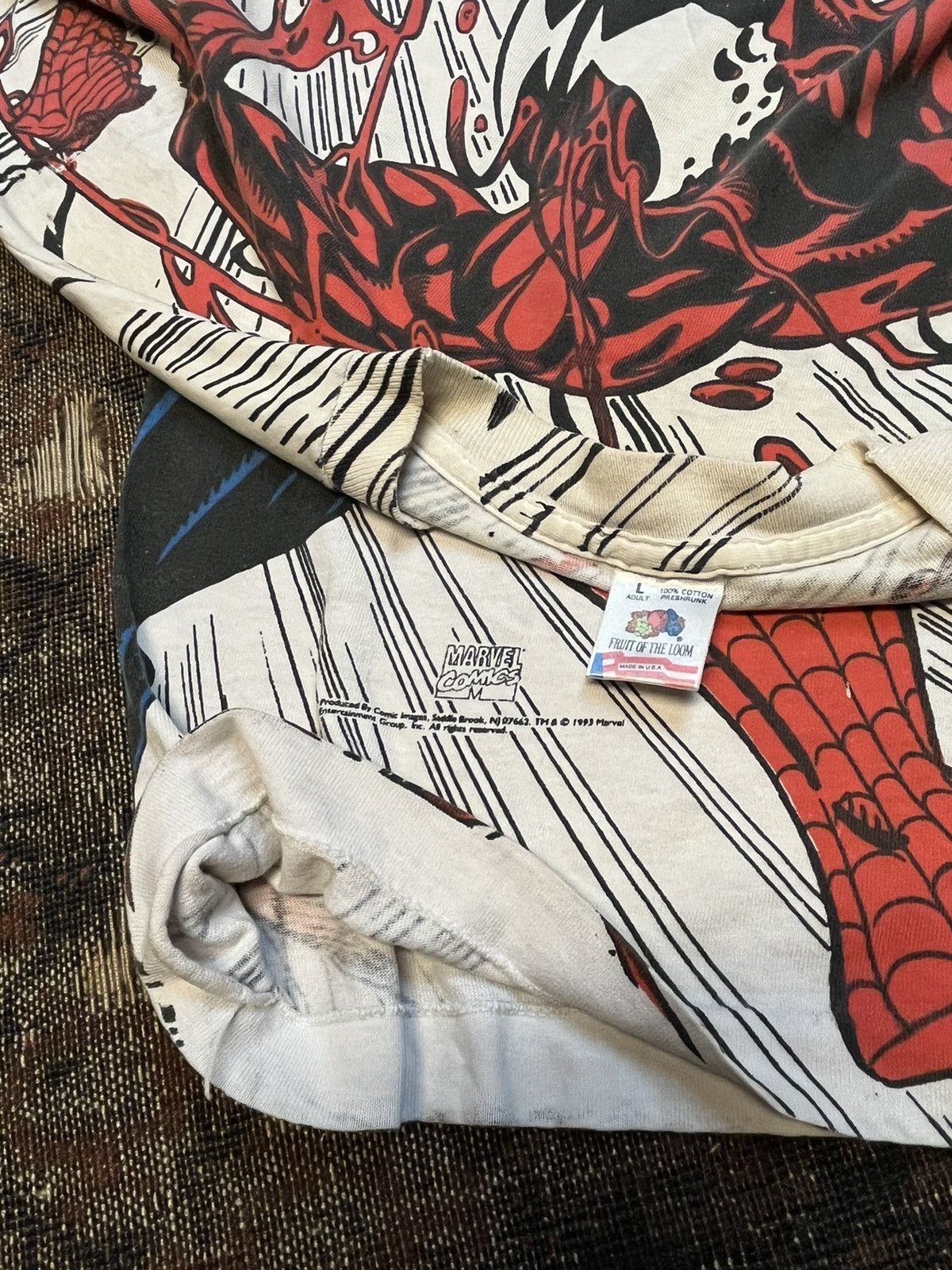 Fruit Of The Loom × Marvel Comics × Vintage Vintage 90s Spider-Man Venom Carnage mega print shirt Size US L / EU 52-54 / 3 - 3 Thumbnail