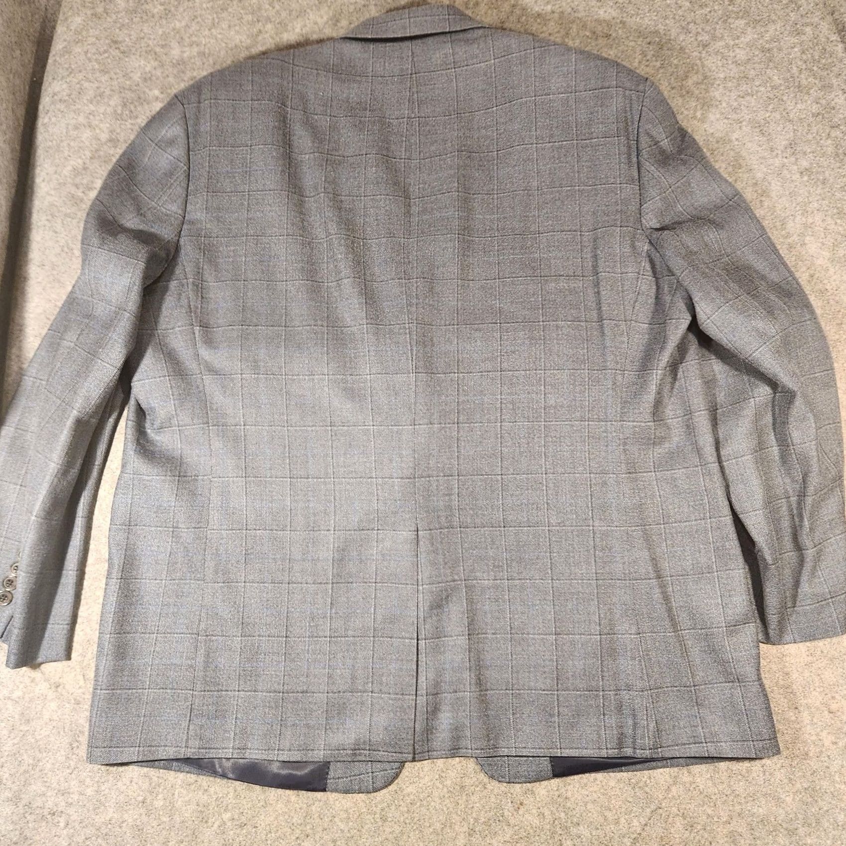 Ralph Lauren VINTAGE Lauren Ralph Lauren Blazer Mens 48R Gray Silk Wool Windowpane Two Button Jacket Size 48R - 5 Thumbnail
