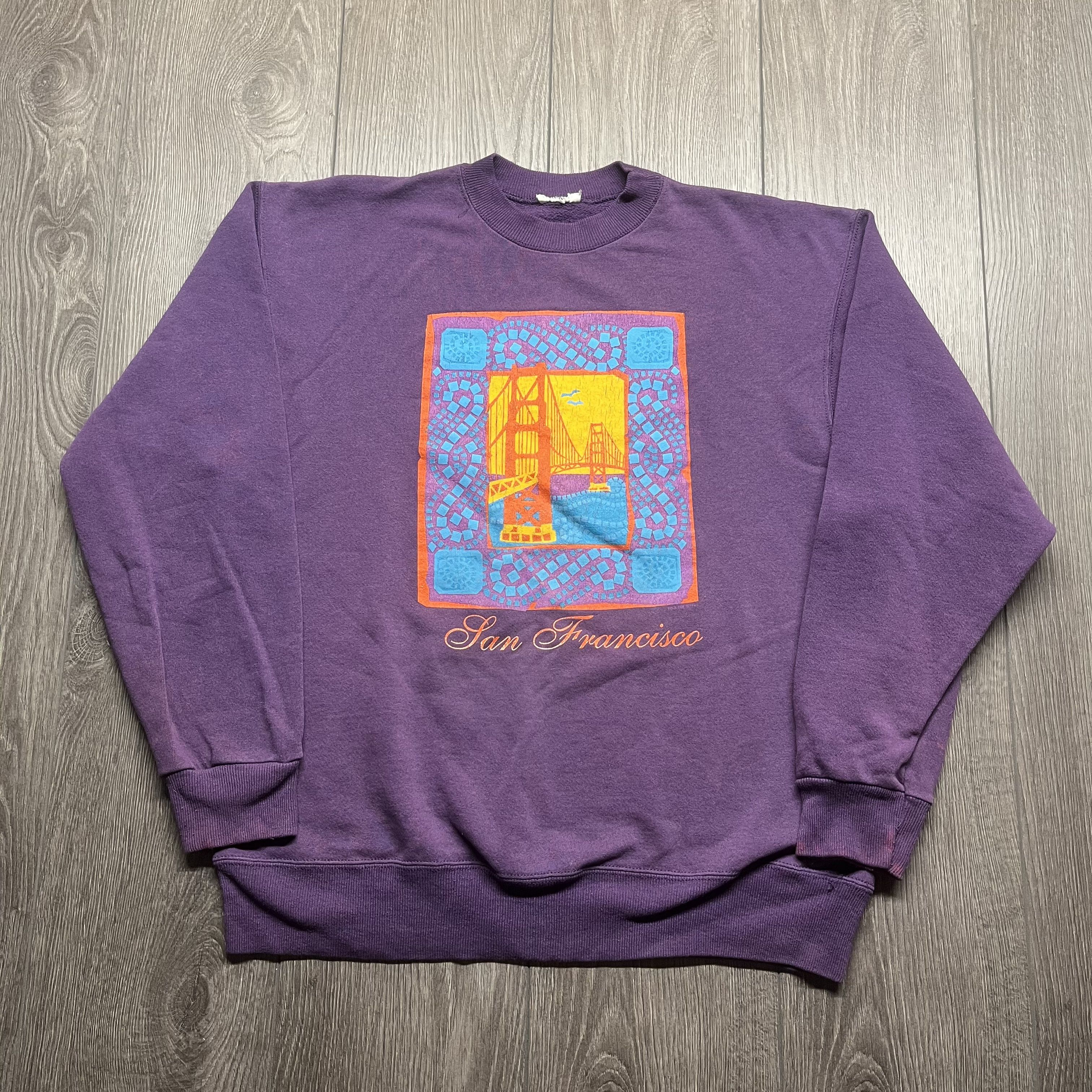 Vintage Vintage San Fransisco 1990s Art Sweatshirt Large Purple Size US L / EU 52-54 / 3 - 1 Thumbnail