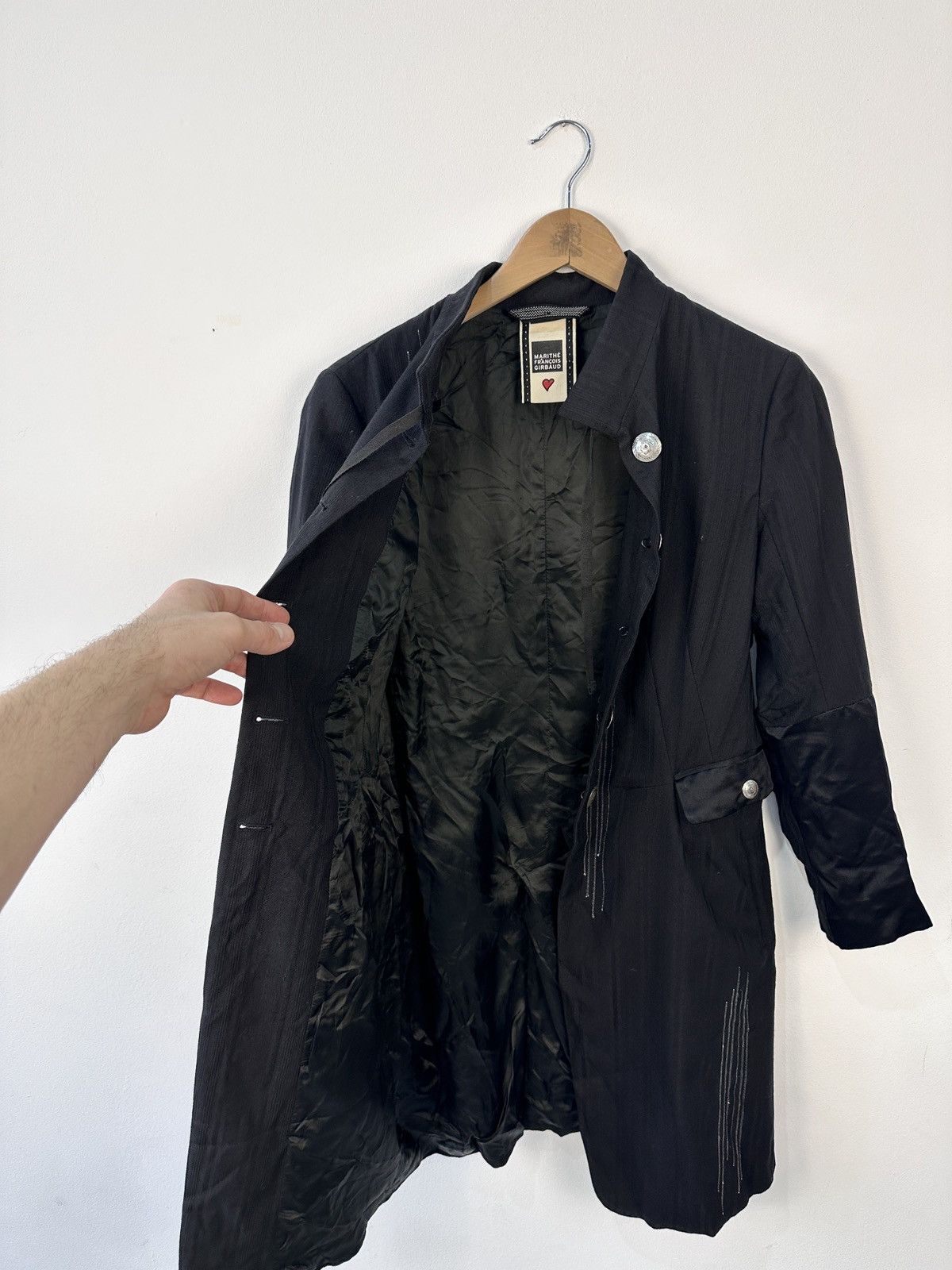 Marithe + Francois Girbaud Vintage Marithé François Girbaud Black Wool Long Jacket Coat Size M / US 6-8 / IT 42-44 - 16 Thumbnail