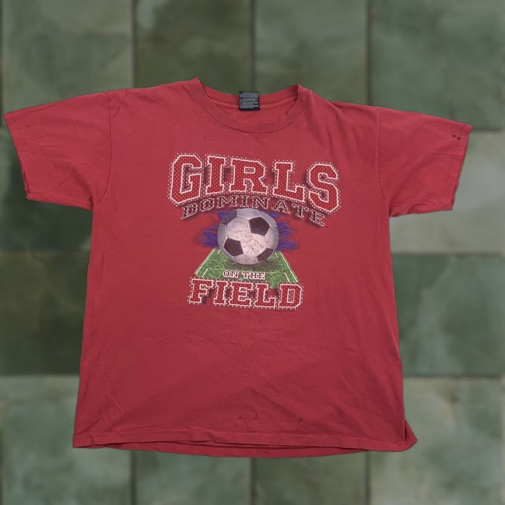 Bally VINTAGE Big Ball Sports T Shirt Womens Large Red Dominate On The Field Soccer Shirt Adult L Women Red 90s Sports Soccer Size L / US 10 / IT 46 - 1 Thumbnail