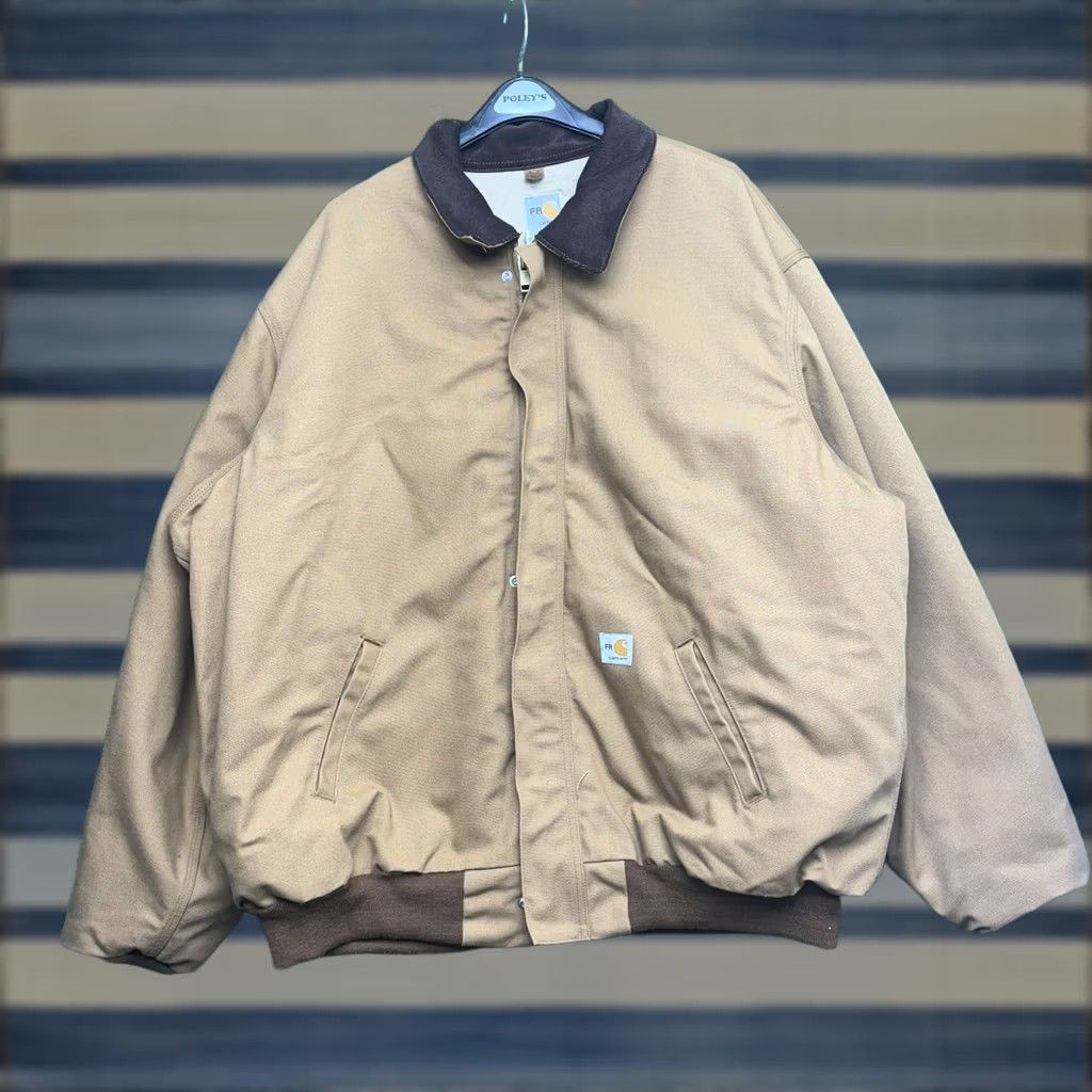 Carhartt Carhartt Jacket FR Mens 3XL Tall Quilted Lined Flame Resistant FRJ134 Brown Canvas Mid-Length Hooded Workwear Jacket 90s Outdoor Logo Mens Size US XXL / EU 58 / 5 - 1 Thumbnail