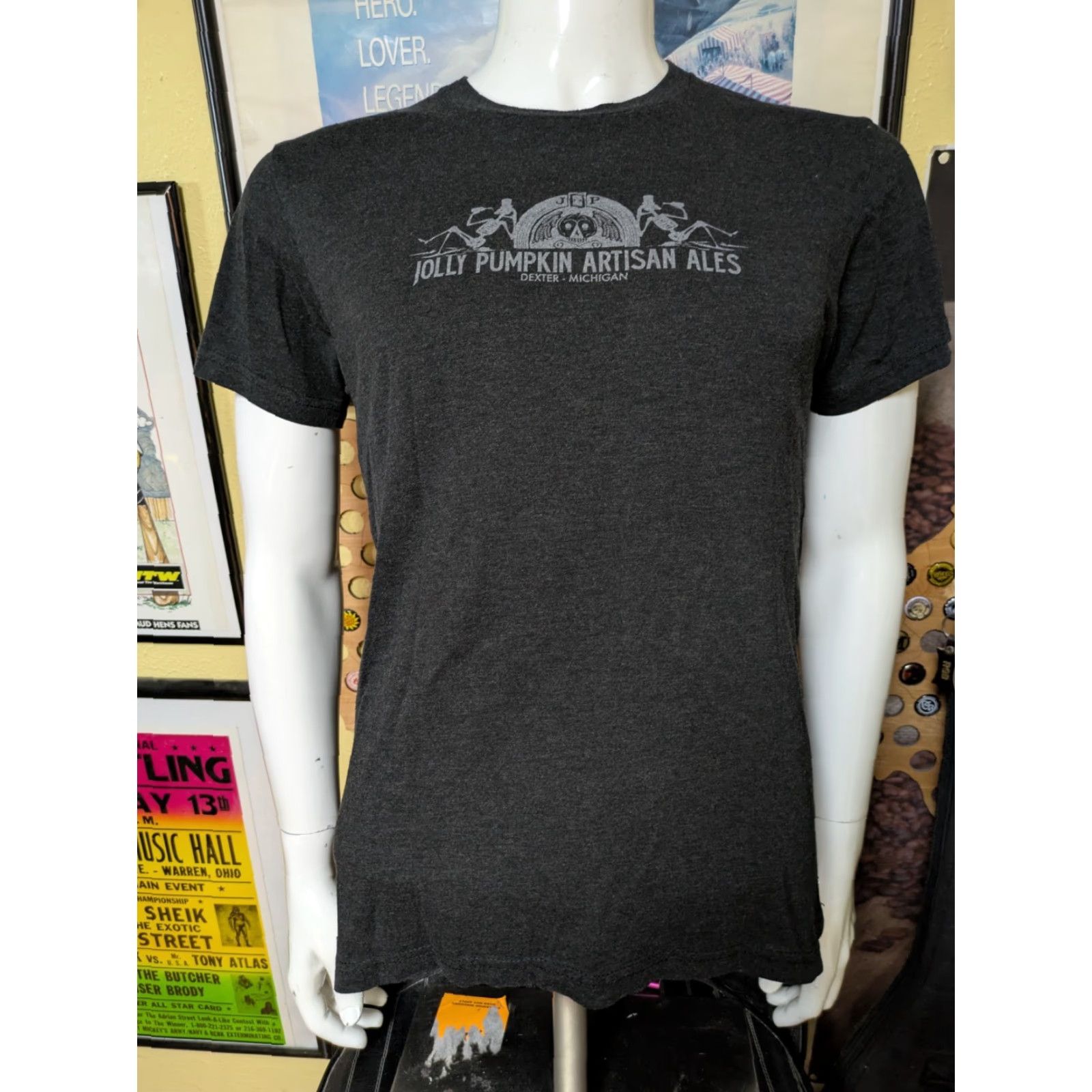 Next Level Jolly Pumpkin Brewing Ales Dexter MI Logo T Shirt Adult Small Charcoal Cotton Blend Next Level Graphic Tee Beer Mens/Unisex Men Size US S / EU 44-46 / 1 - 2 Thumbnail