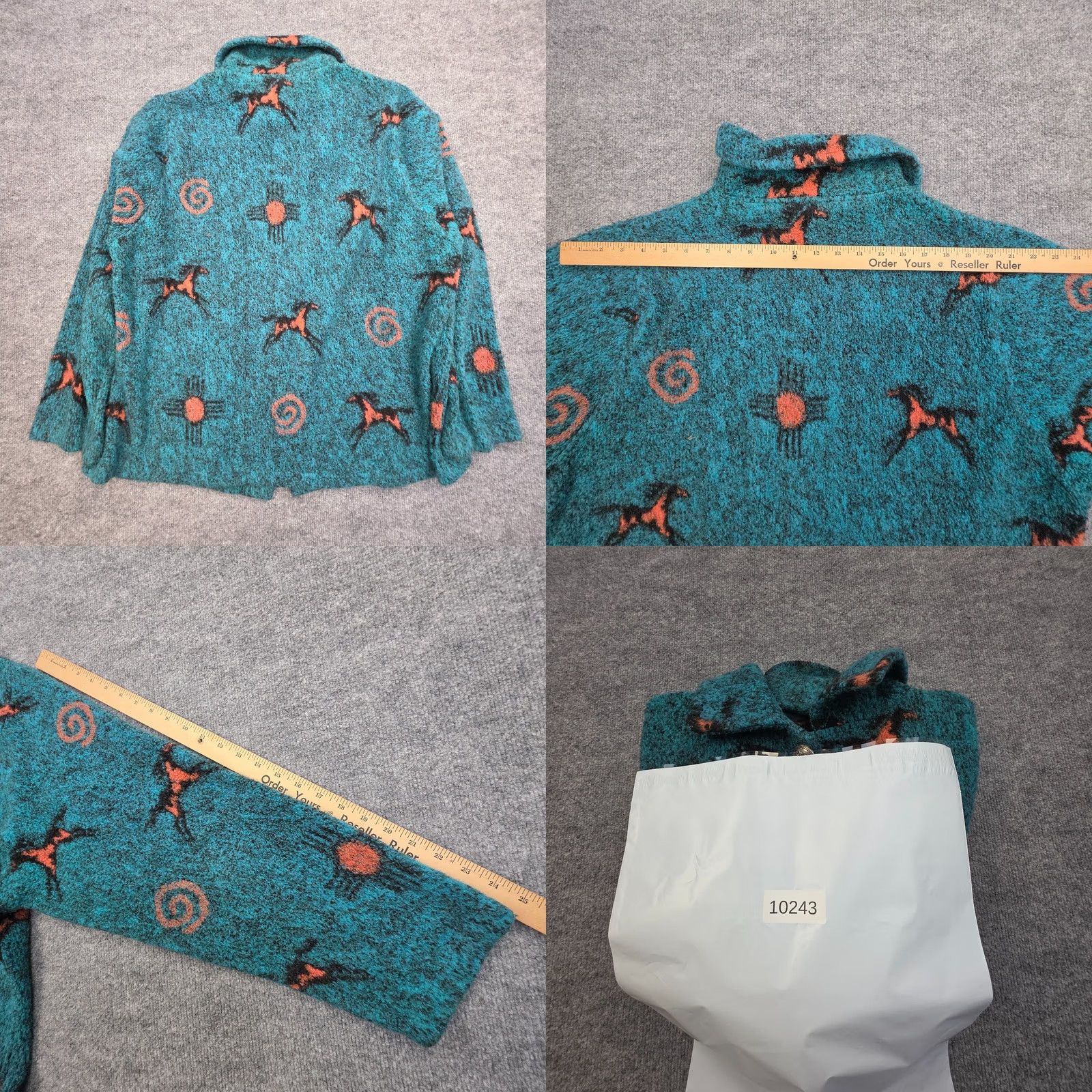 Vintage Bear Ridge Outfitters Fleece Jacket Horse Petroglith Women's XL Made in USA Size XL / US 12-14 / IT 48-50 - 8 Thumbnail