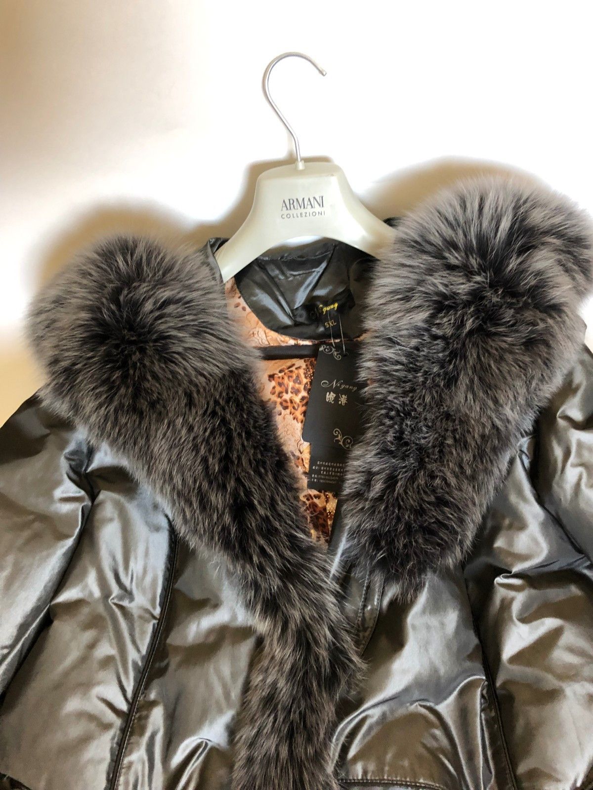 Other Nigang Luxury Metal Gray Parka Coat Fox Fur Lea ther Trim 14 Size XL / US 12-14 / IT 48-50 - 2 Thumbnail