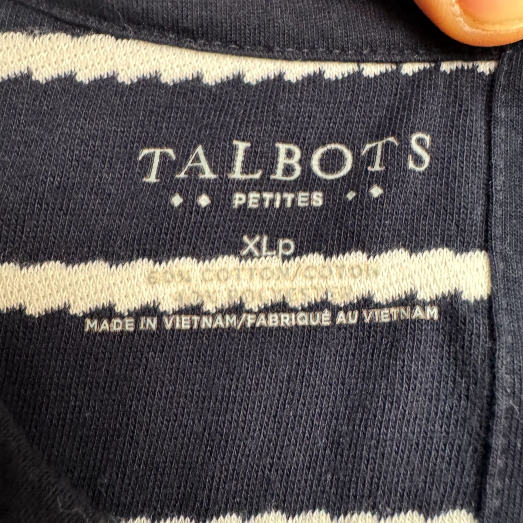 Talbots Talbots Striped T-Shirt Women XL Navy Blue White Lace Up Short Sleeve Top Size XL / US 12-14 / IT 48-50 - 7 Thumbnail