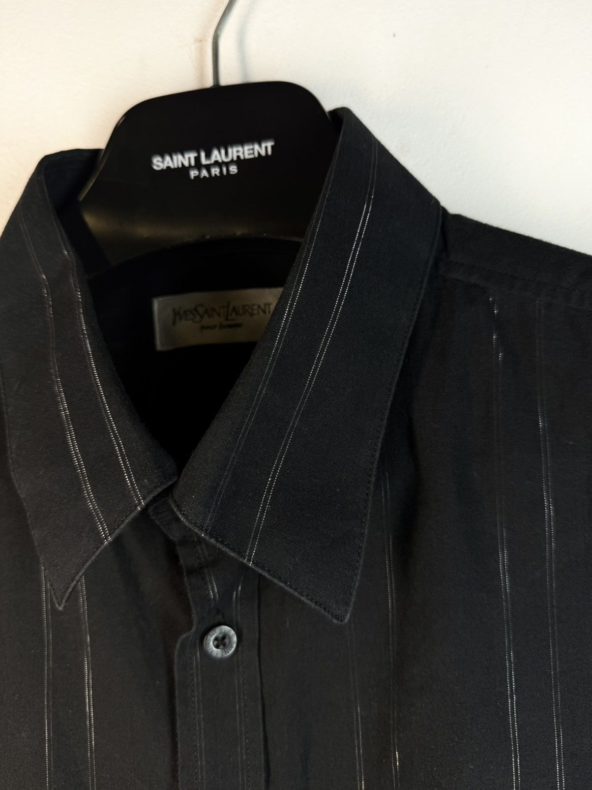 Yves Saint Laurent Black YSL Shirt Shiny Metal Stripes Sparkling Size US XL / EU 56 / 4 - 17 Thumbnail