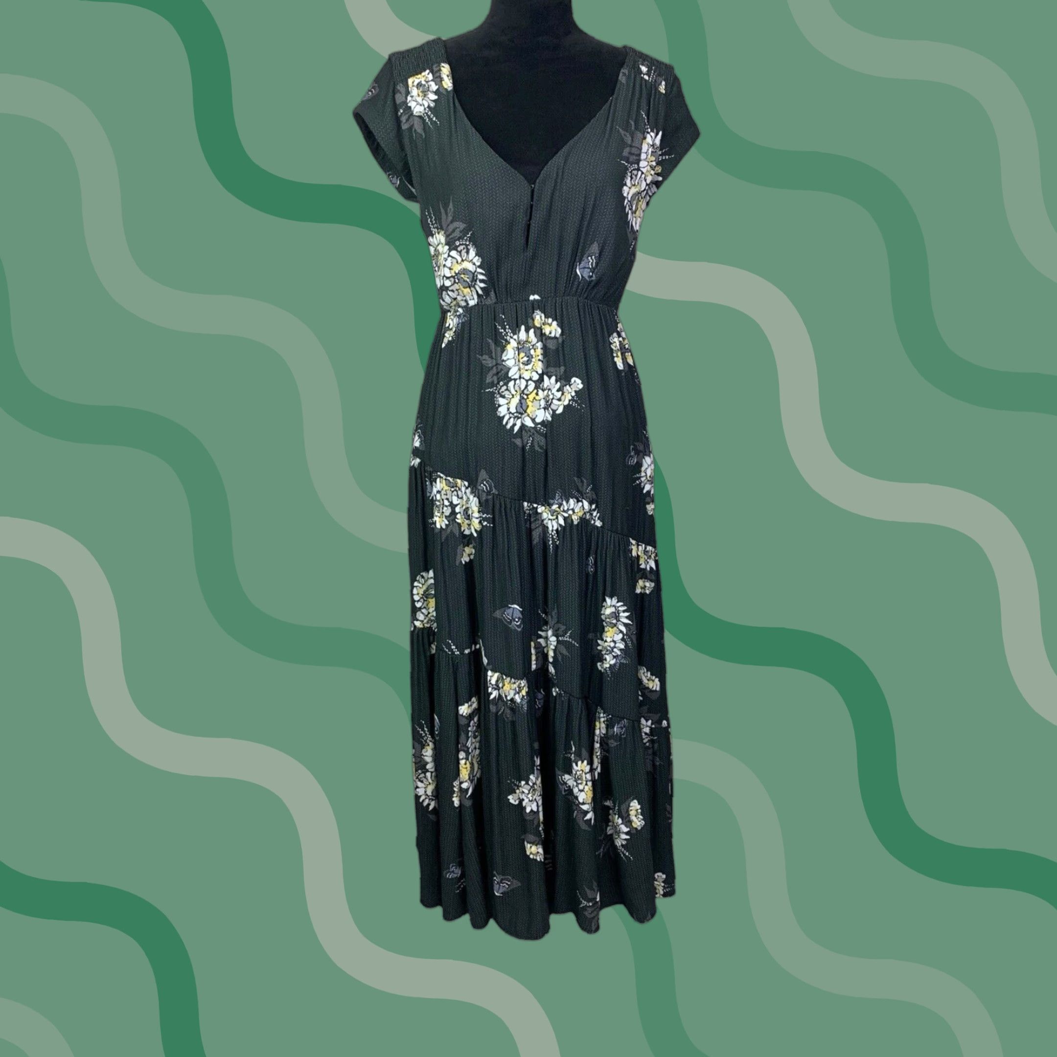 Free People Black All I Got Floral Tiered Flared Maxi Long Dress 2 -  www.disolcolor.com