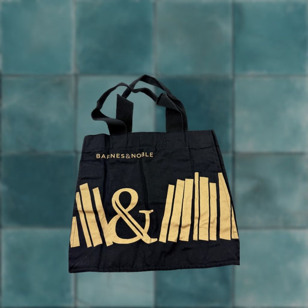 Vintage Barnes & Noble Tote Bag Black Gold Ampersand Books Reusable Bookstore Shopper Size ONE SIZE - 1 Thumbnail