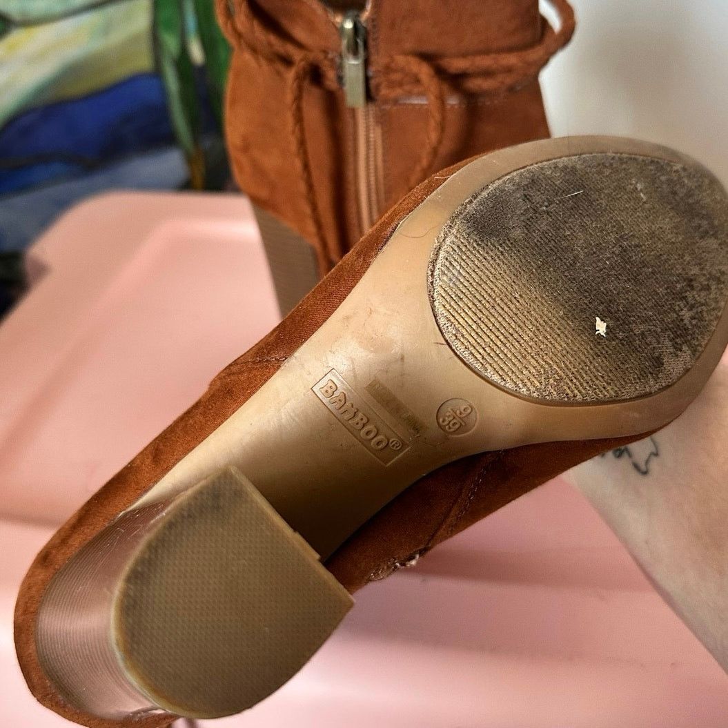 Other bamboo scenery brown platform boots heels Size US 9 / IT 39 - 4 Thumbnail
