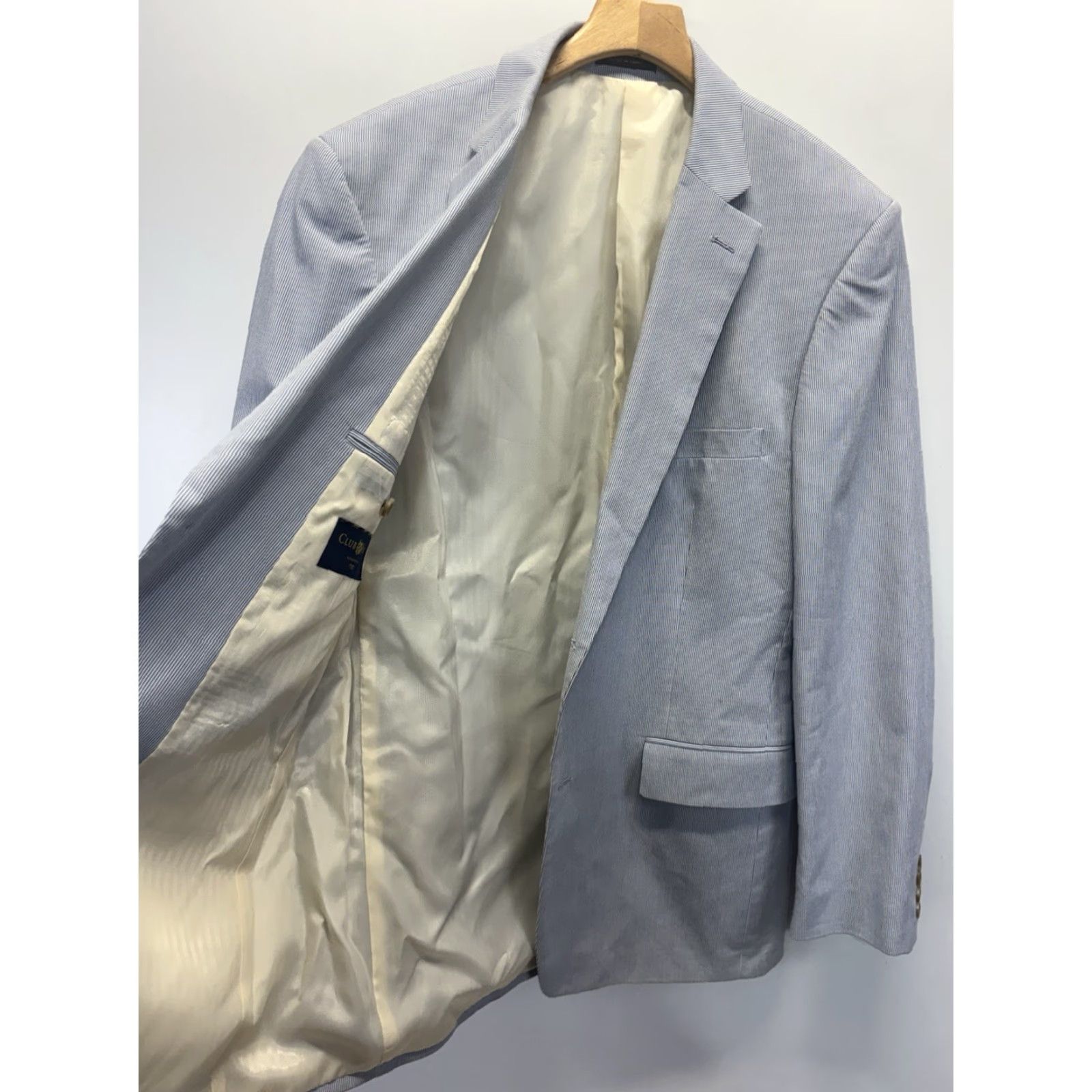 Charter Club Charter Club Blazer Sport Coat Men’s 44L Blue White Seersucker Preppy Yacht Size 44R - 5 Thumbnail
