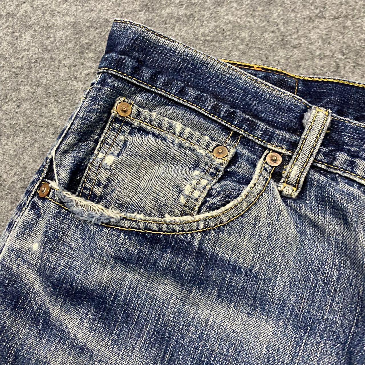 Levi's 💥Vintage Levis 503 Patchwork Denim Kurt Cobain Style Size US 36 / EU 52 - 12 Thumbnail