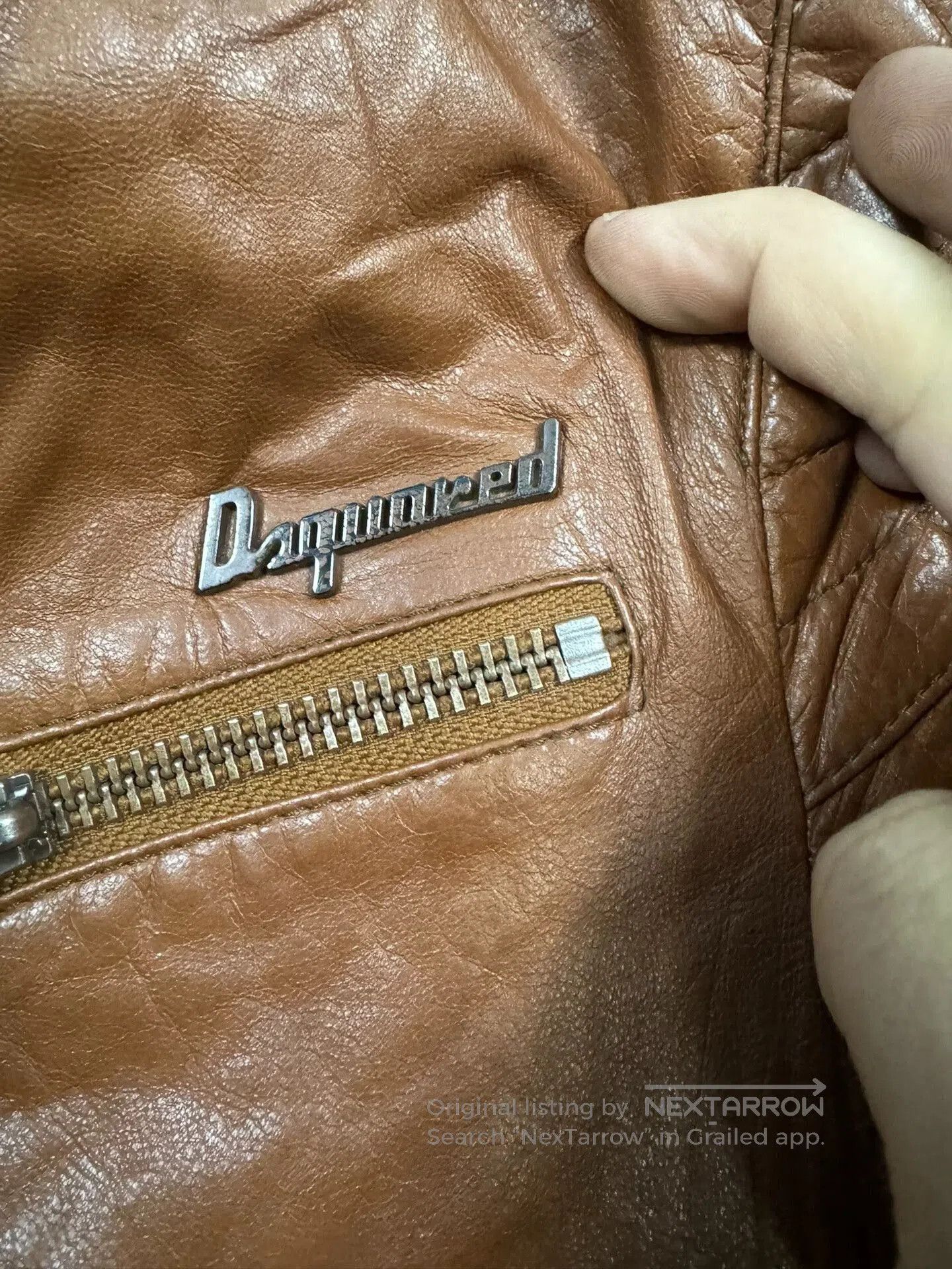 Dsquared2 Stylish Brown Leather Biker Jacket. Size US M / EU 48-50 / 2 - 9 Thumbnail