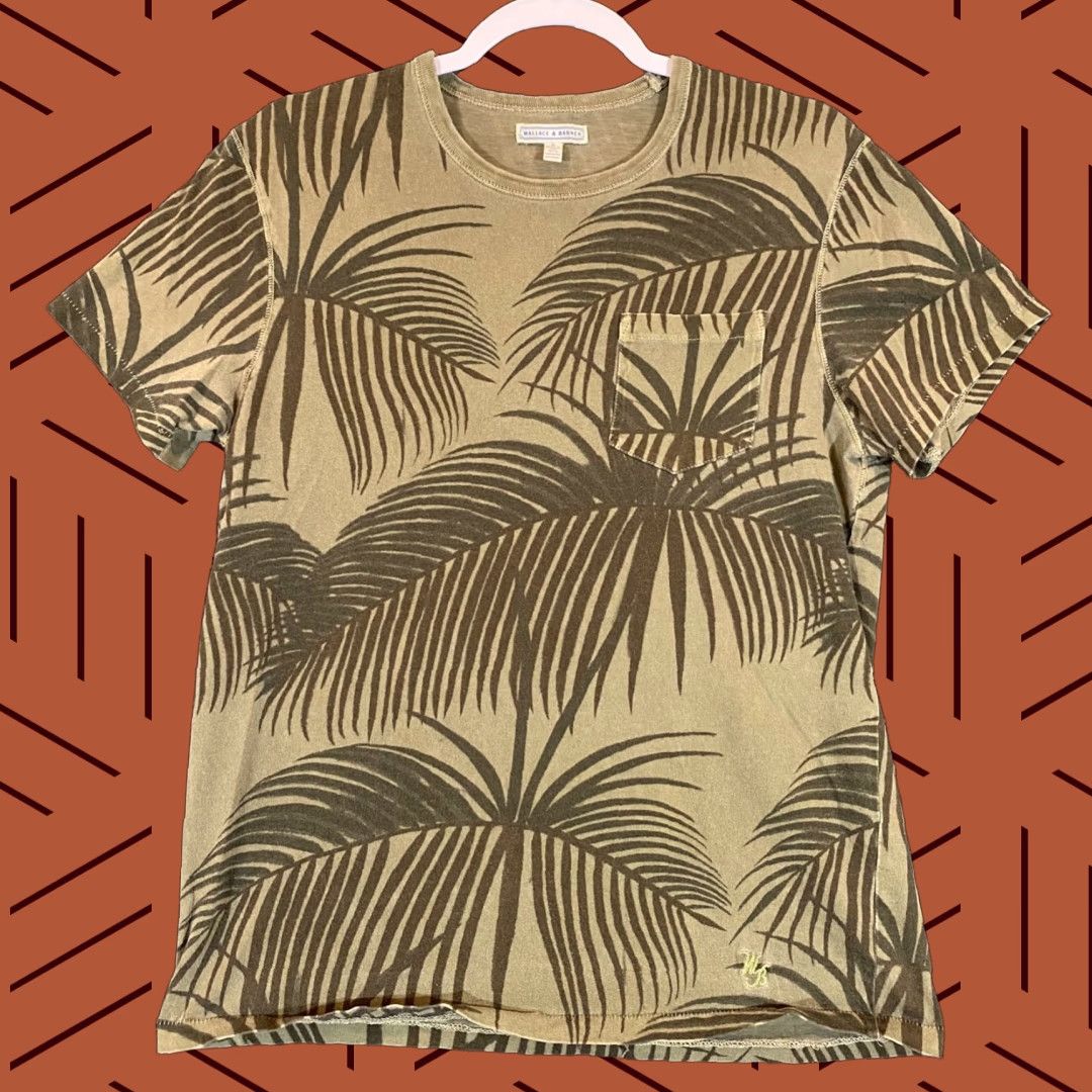 Wallace & Barnes Wallace & Barnes Men's Short Sleeve Green Floral Cotton T-Shirt Pocket Tee USA Small Size US S / EU 44-46 / 1 - 1 Thumbnail