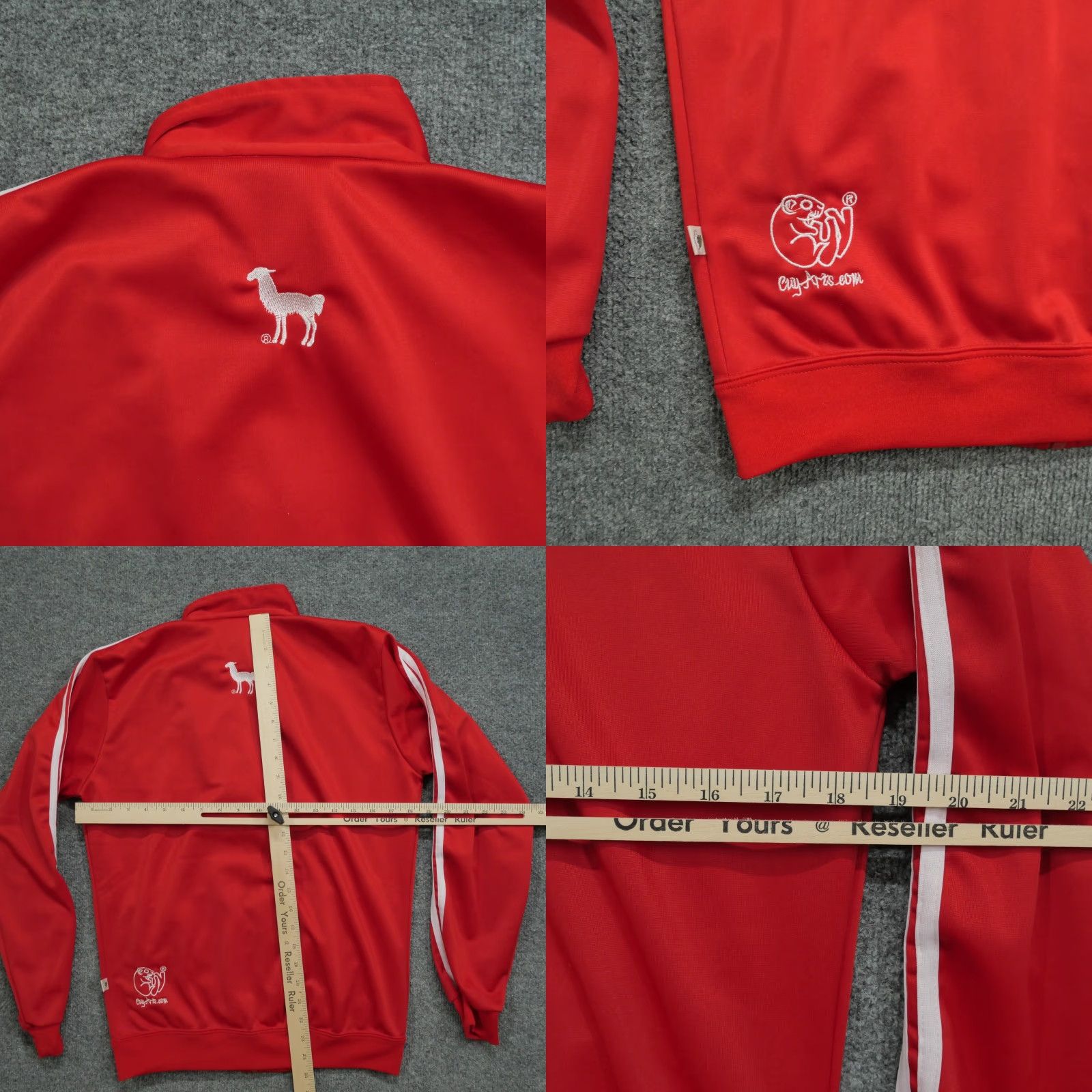 Vintage VINTAGE Cuy Arts Jacket Mens Regular Red - Bomber Jacket - Zip Up - Adult Medium - Y2K - Track - Polyester - Jacket - Red White Size US L / EU 52-54 / 3 - 8 Thumbnail