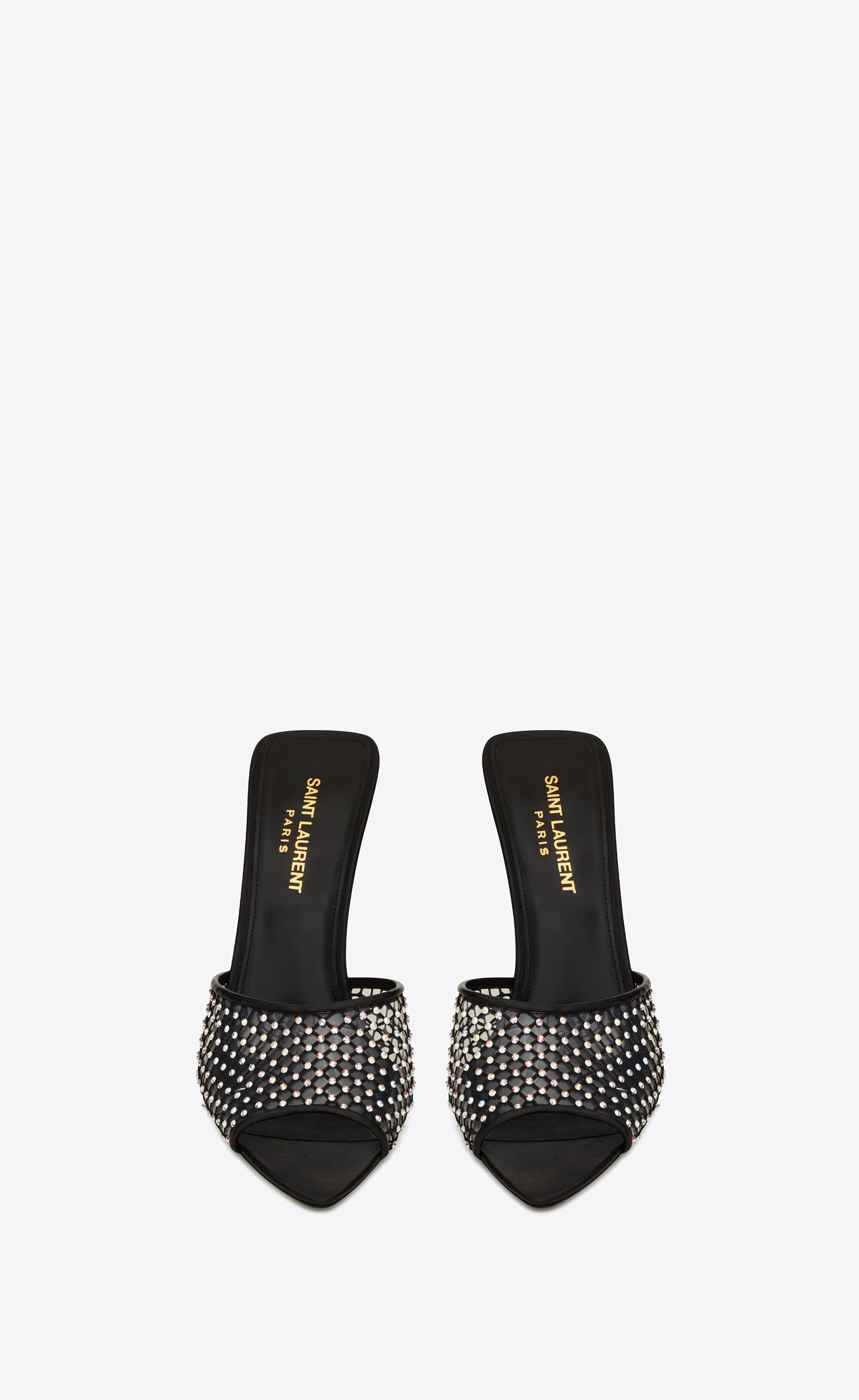 Saint Laurent Paris o1tp1o1224 Luz Mules In Mesh in Black Size US 8.5 / IT 38.5 - 4 Thumbnail