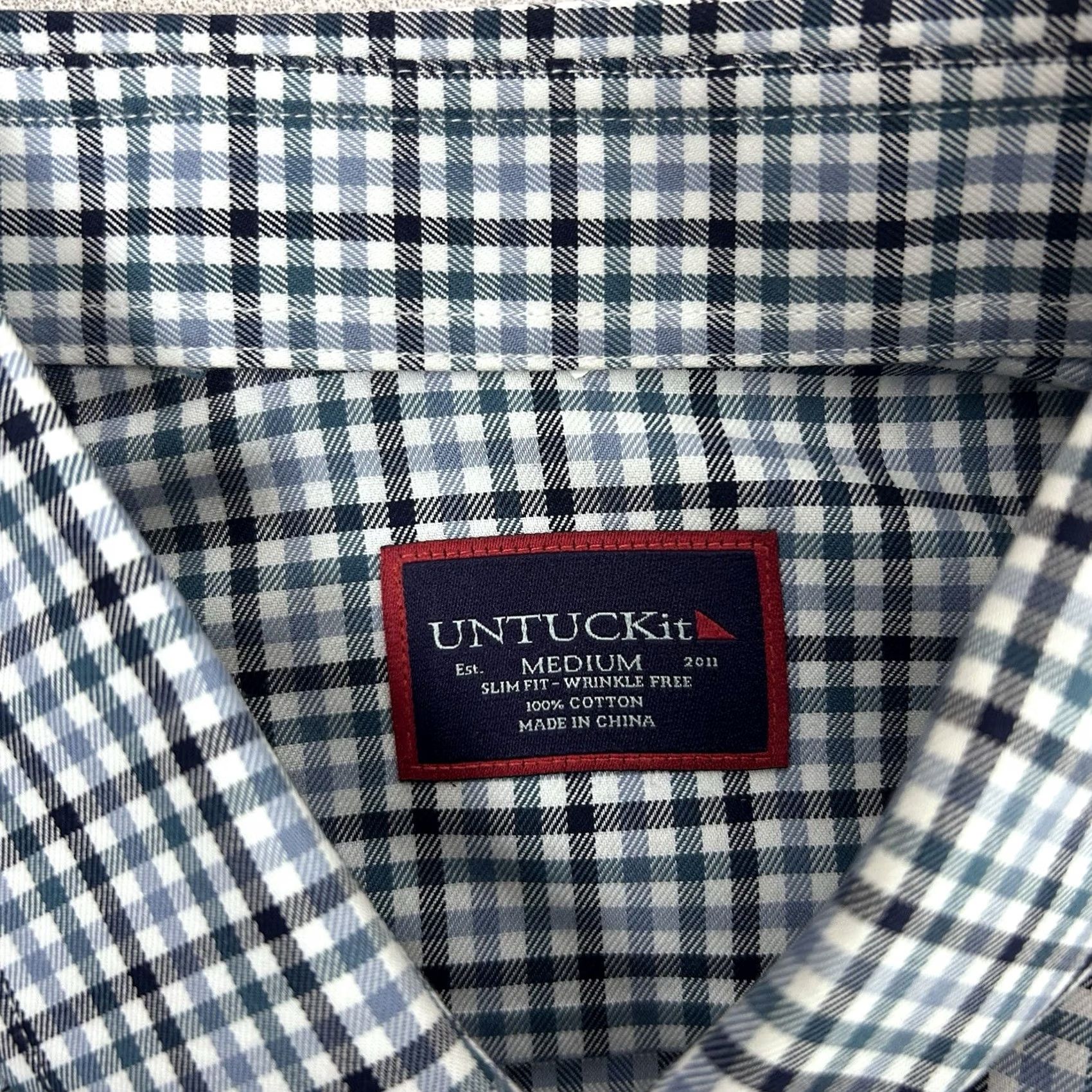 UNTUCKit UNTUCKit Alberto WF Button Down Shirt Long Sleeve Check Mens Medium Slim Fit Size US M / EU 48-50 / 2 - 4 Thumbnail