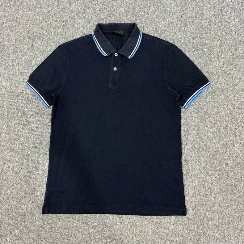 Prada Prada Navy Blue Short-Sleeve Polo Shirt Size M Like New - dmc Size US M / EU 48-50 / 2 - 1 Thumbnail