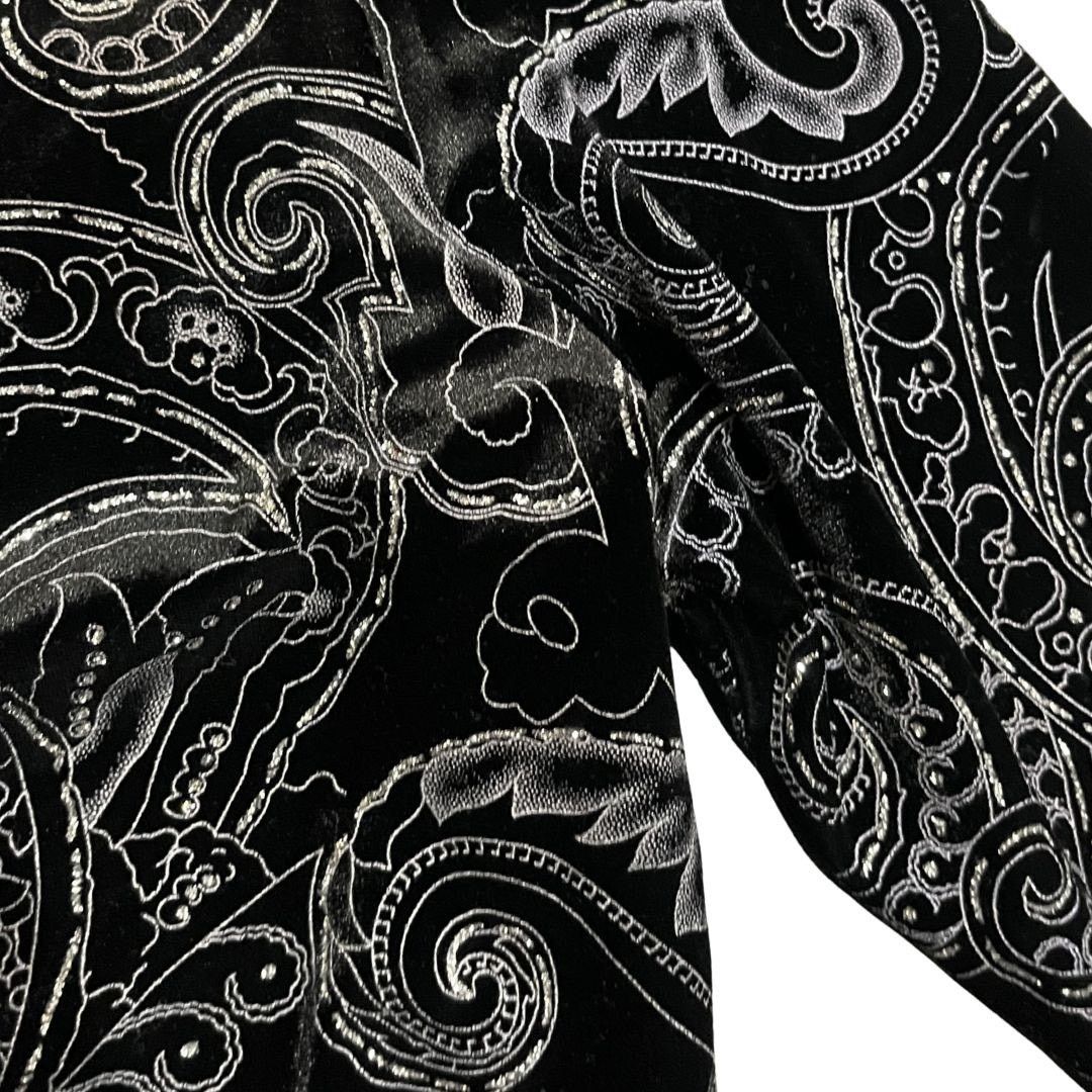 Other Notations Velvet Silver Glitter Paisley Blouse Whimsygoth Size L / US 10 / IT 46 - 5 Thumbnail