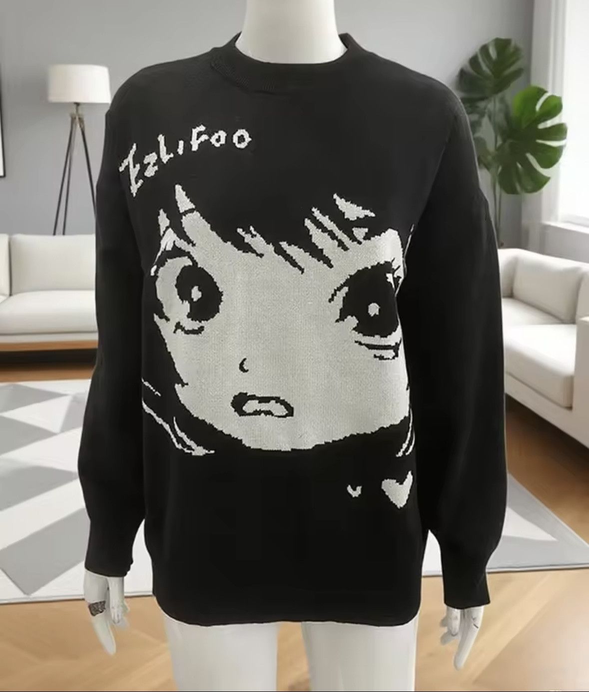 Other Retro Y2K Anime Girl Jacquard Pullover Knit Sweater Size US L / EU 52-54 / 3 - 1 Thumbnail