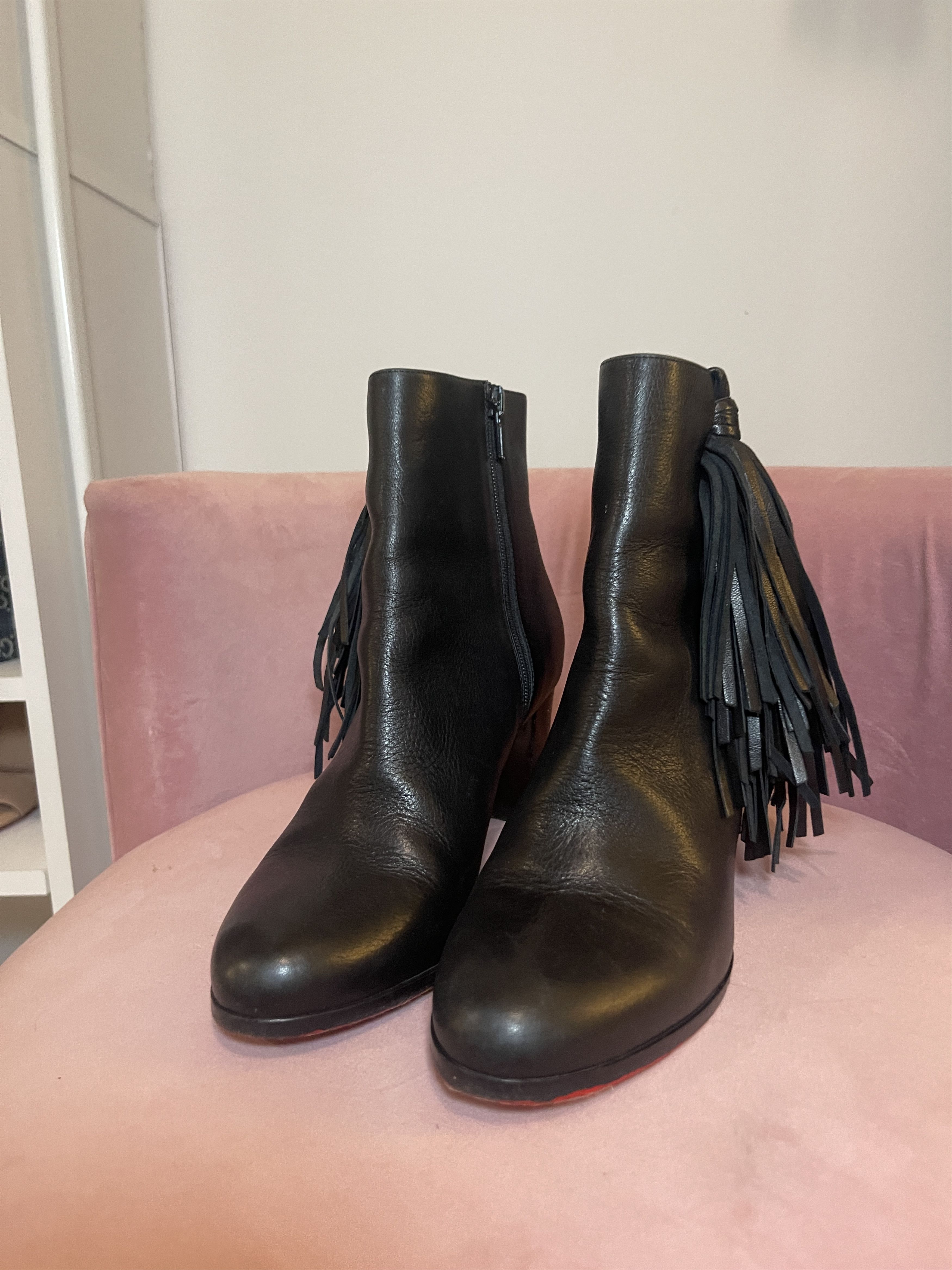 Christian Louboutin Christian Louboutin Jimmynetta Calfskin Fringe Boot Size US 6.5 / IT 36.5 - 6 Thumbnail