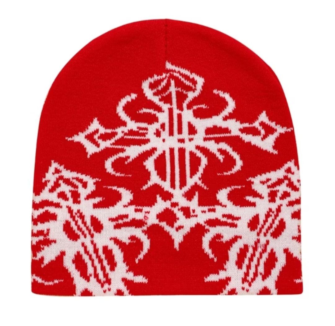 Japanese Brand Abstract Art red colour beanie Size ONE SIZE - 1 Preview