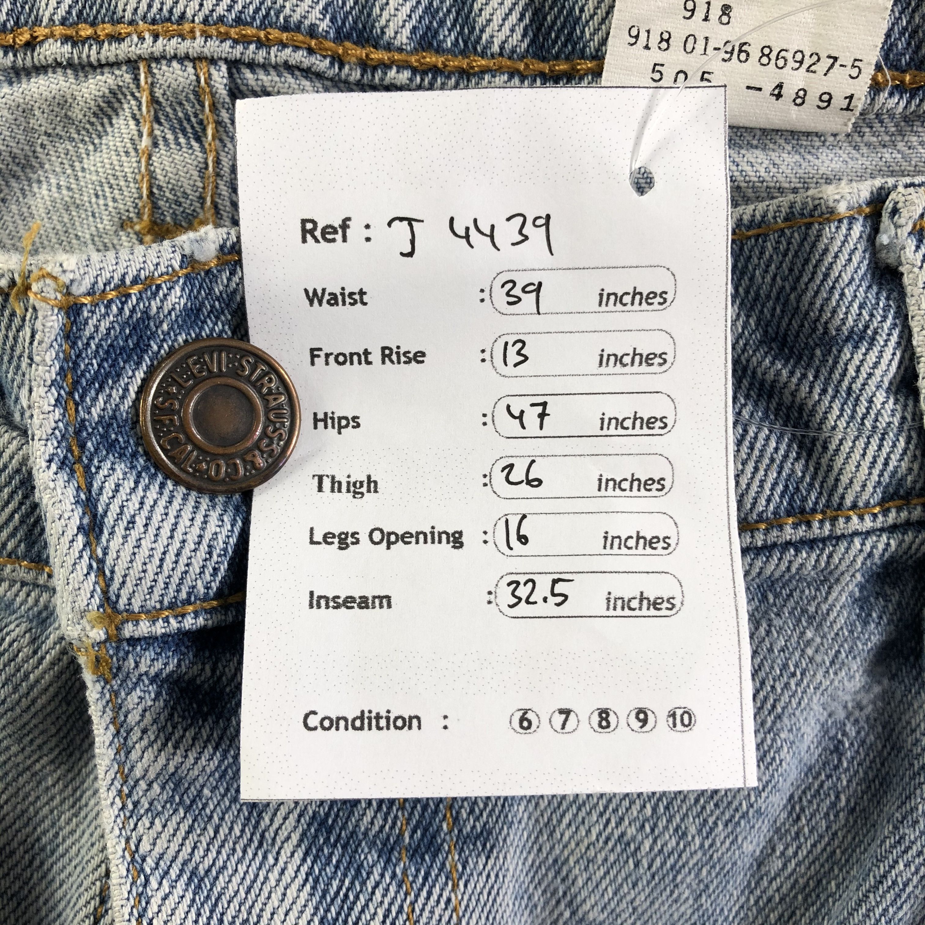 Levi's Vintage Light Wash Levis 505 Jeans-J4439 Size US 39 - 12 Thumbnail