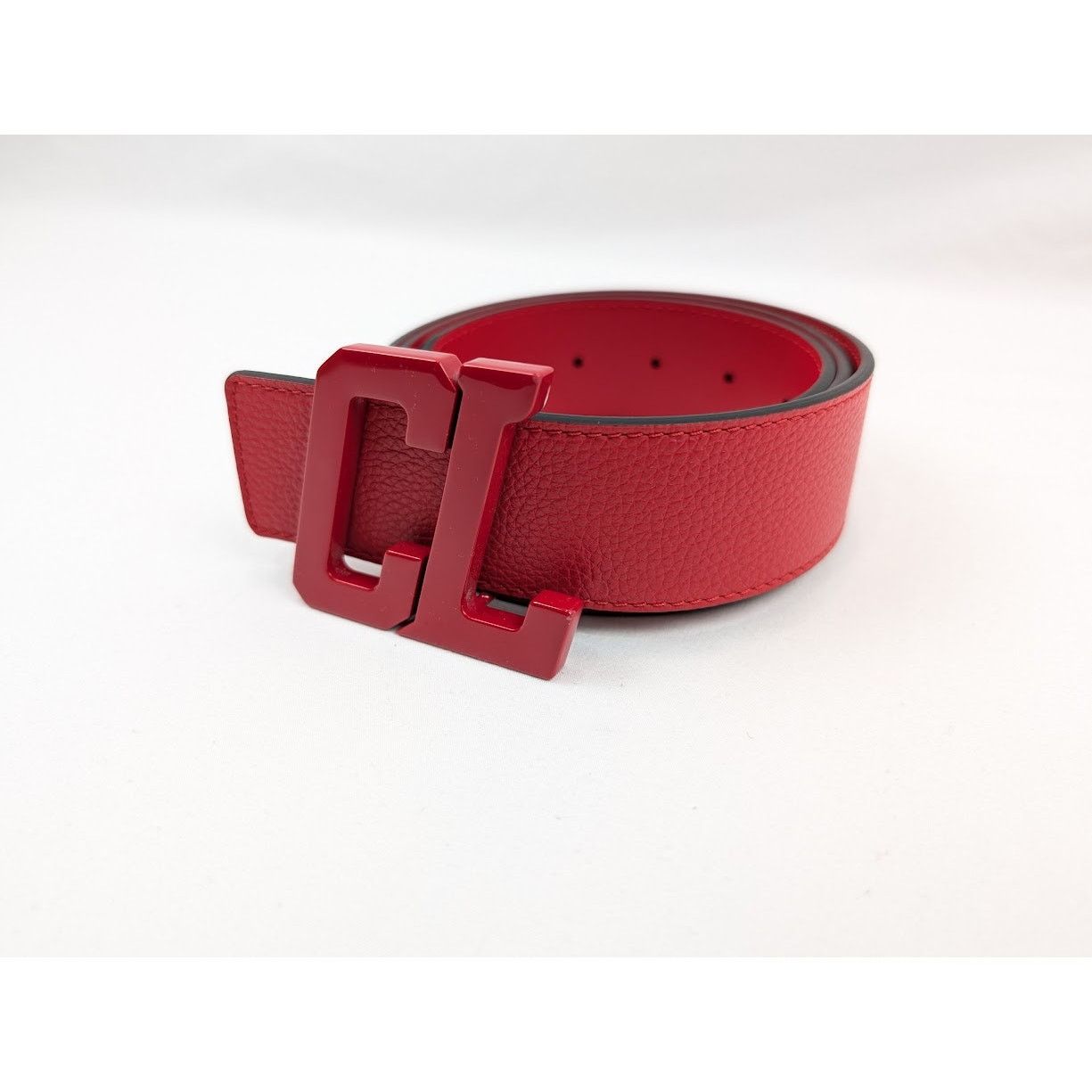Christian Louboutin o1rshd1 Size: 90 / Calf Happy Rui CL Logo Belt in Loubi Size 34 - 3 Thumbnail