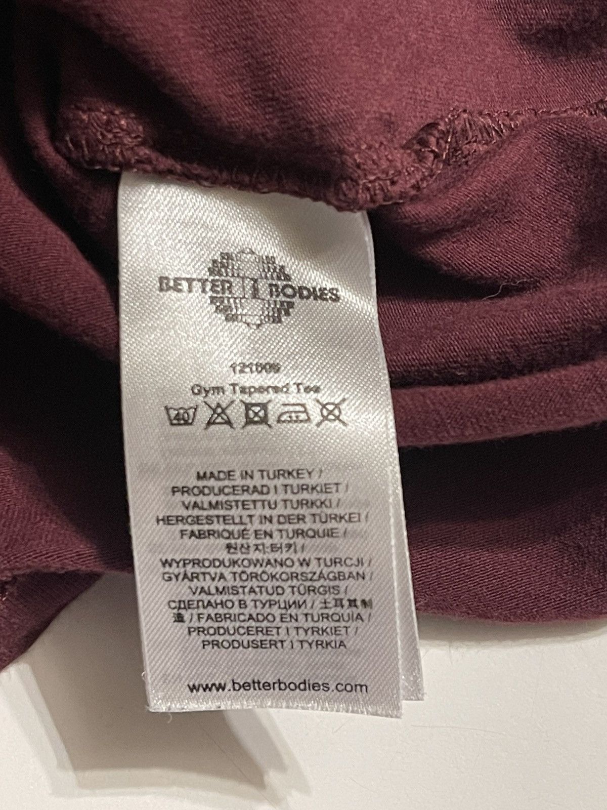 Other Better Bodies Men’s Large Burgundy Gym Tapered Tee Size US L / EU 52-54 / 3 - 8 Thumbnail