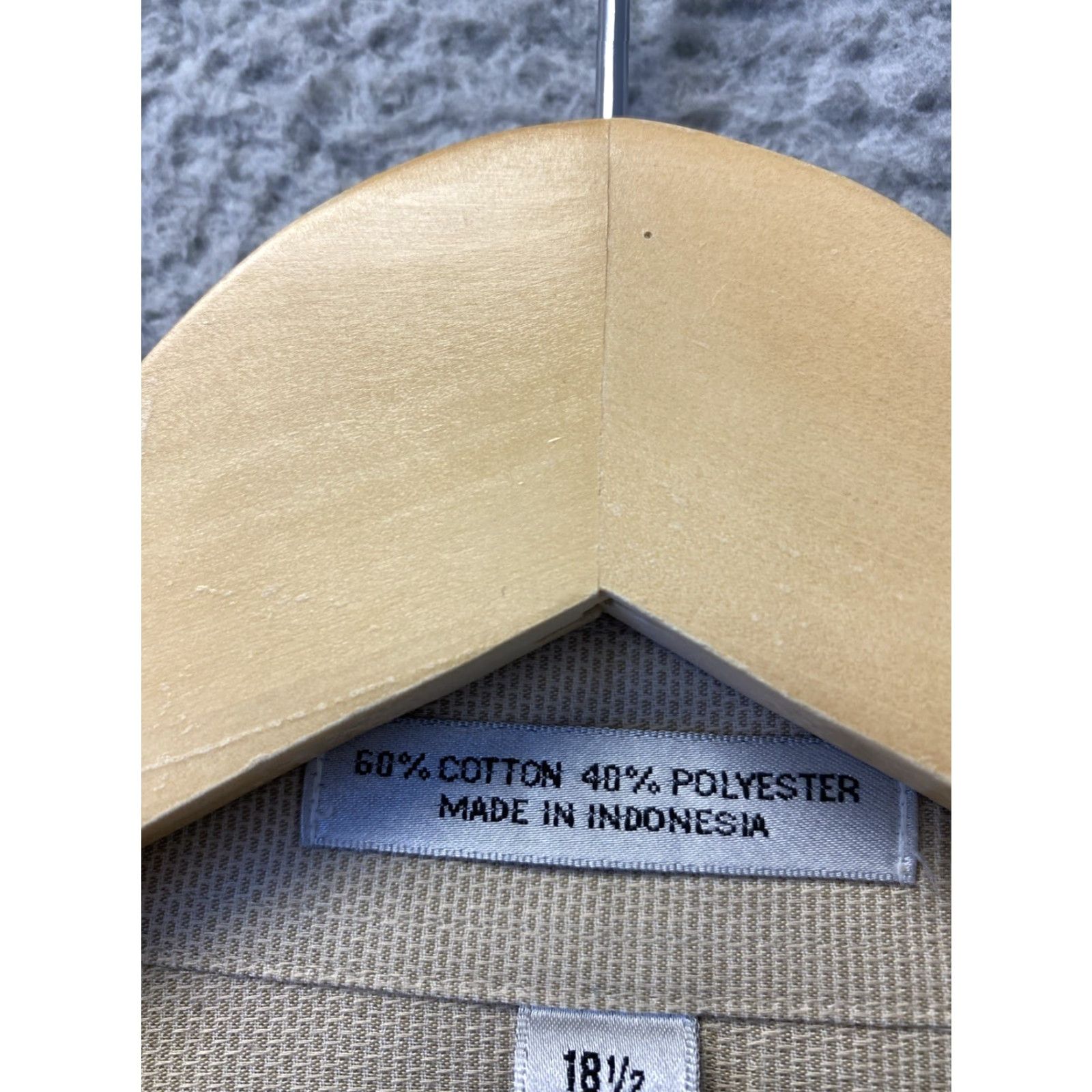 Geoffrey Beene Geoffrey Beene Men's Dress Shirt 18.5/36 Wrinkle Free Tan Button Up Formal Fitted Size 48R - 4 Thumbnail