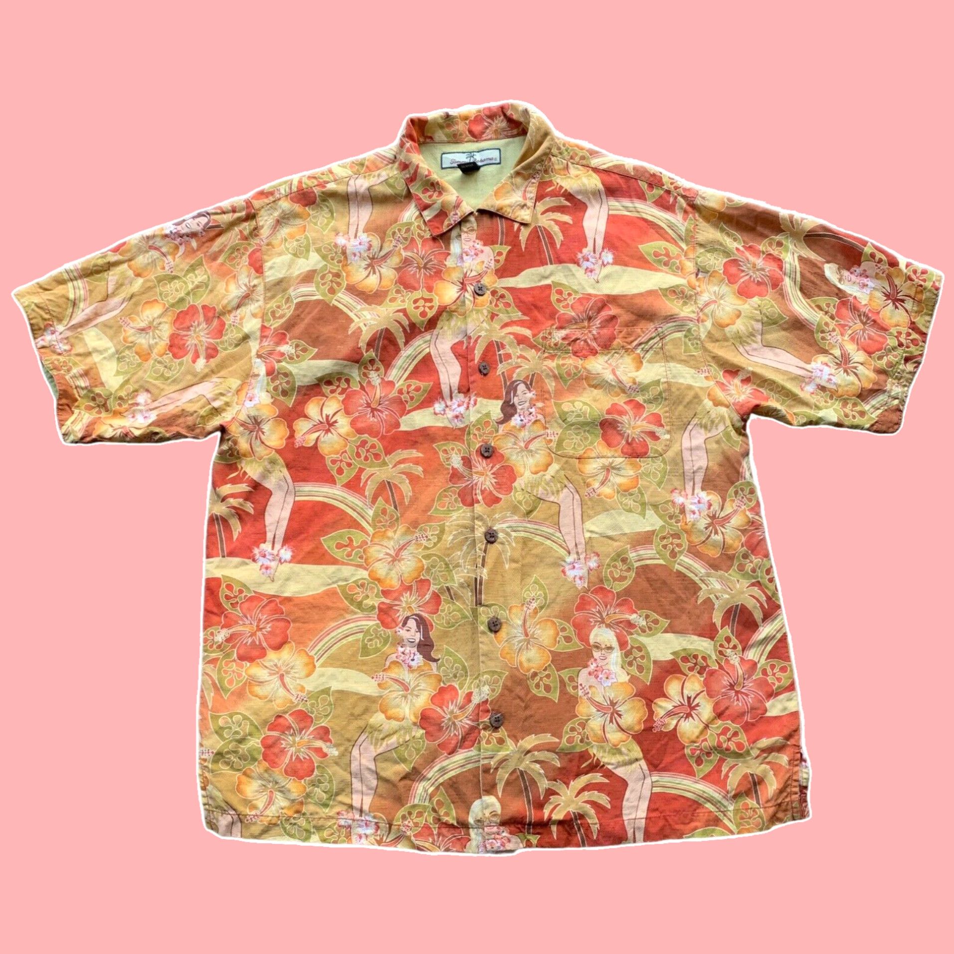 Tommy hot Bahama Hawaiian Girls Shirt Size XL