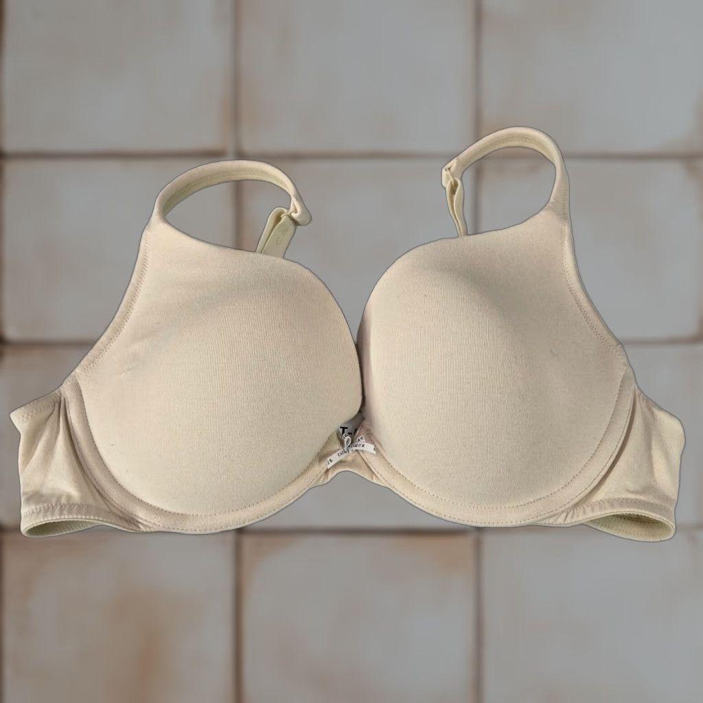 Vintage Cacique Womens Bra 40C Beige Boost Plunge Underwire Adjustable Straps